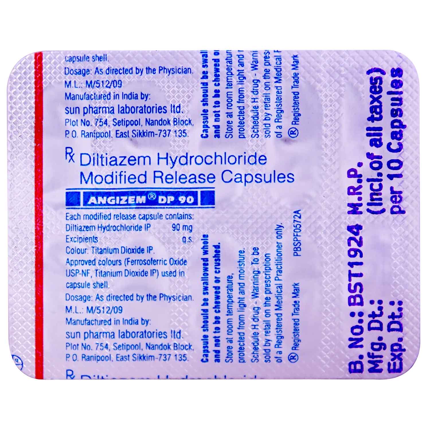 Angizem DP 90 Capsule 10's, Pack of 10 CAPSULES Angizem DP 90 Capsule 10's, Pack of 10 CAPSULES