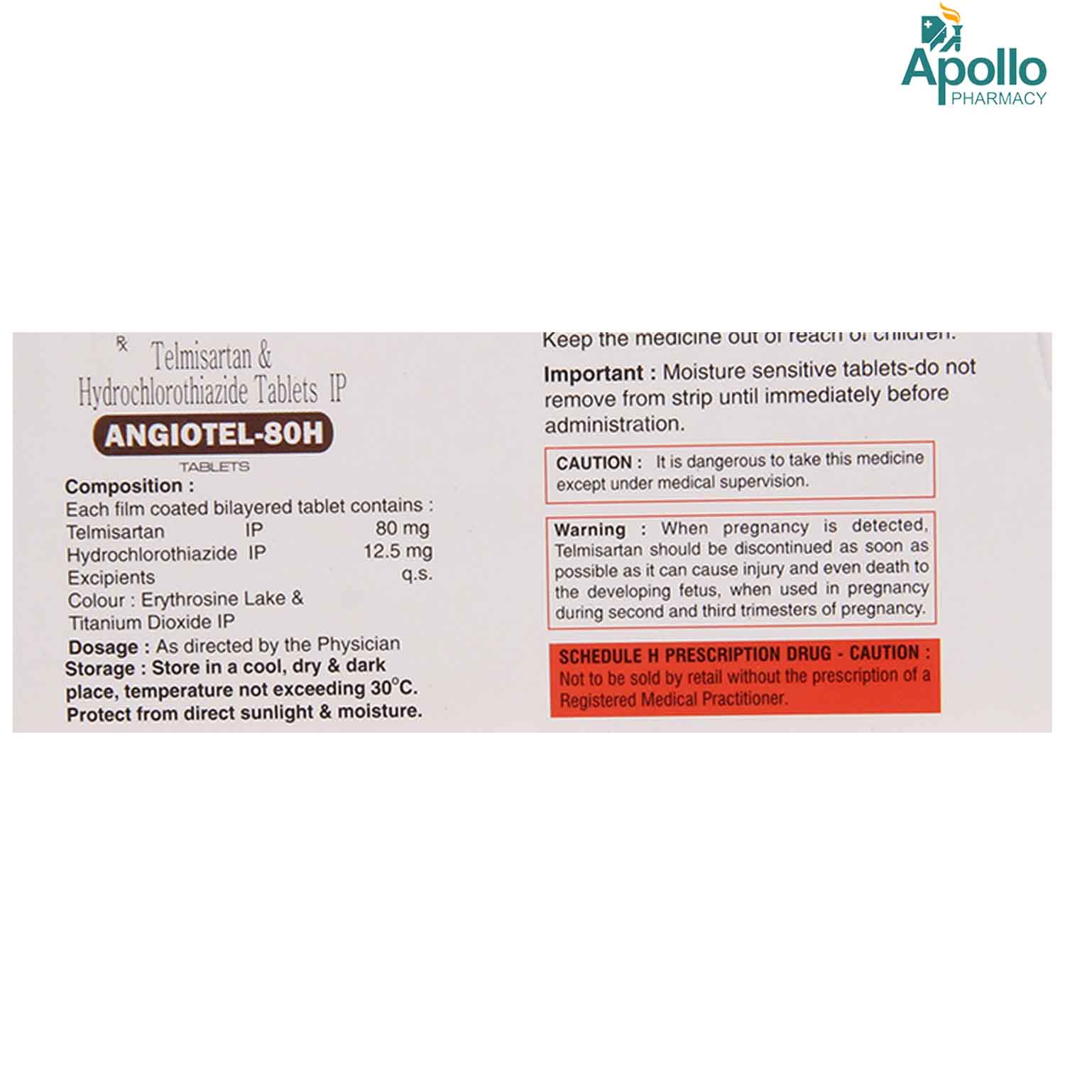 Angiotel-80H Tablet 10's, Pack of 10 Angiotel-80H Tablet 10's, Pack of 10