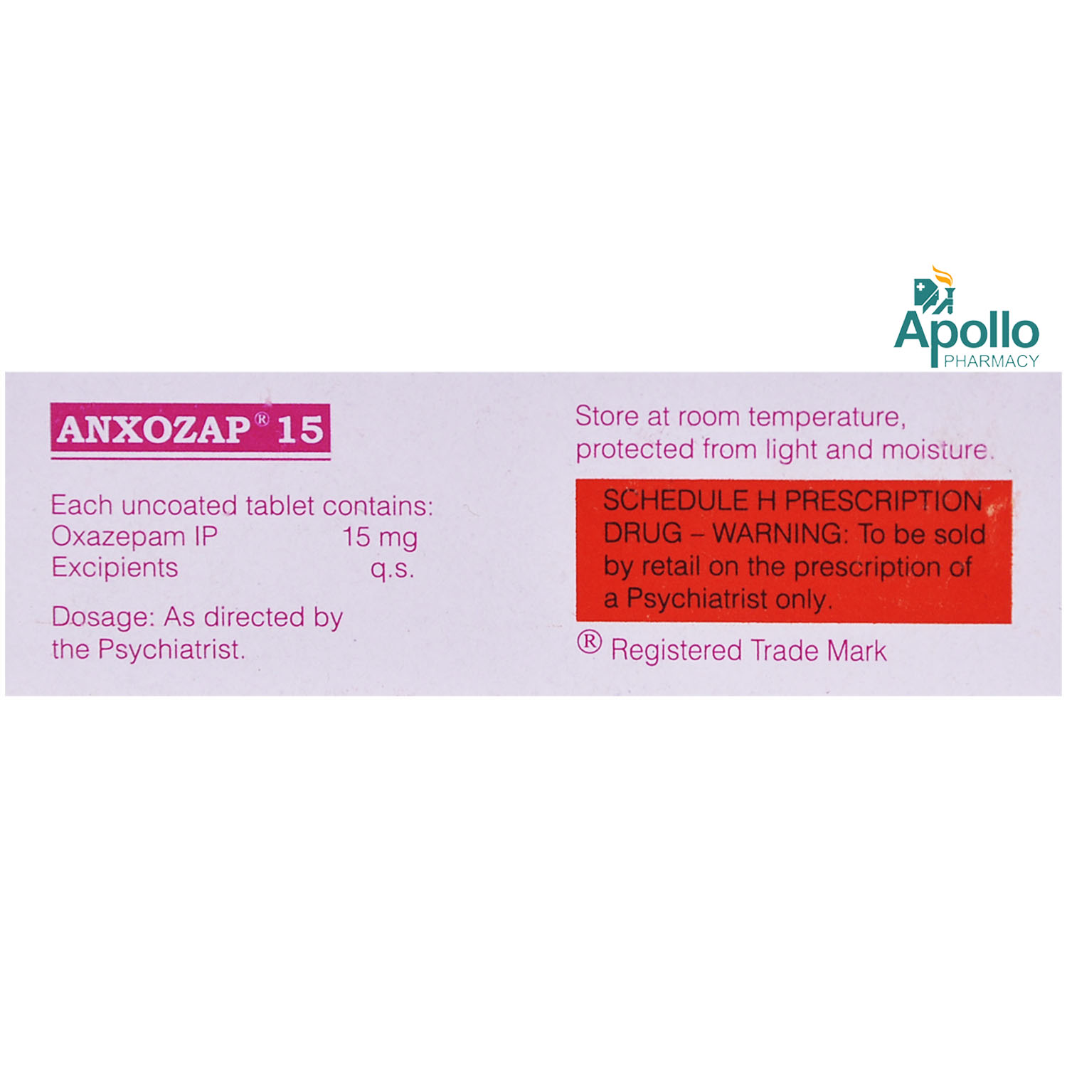 Anxozap 15 Tablet 10's, Pack of 10 TABLETS Anxozap 15 Tablet 10's, Pack of 10 TABLETS
