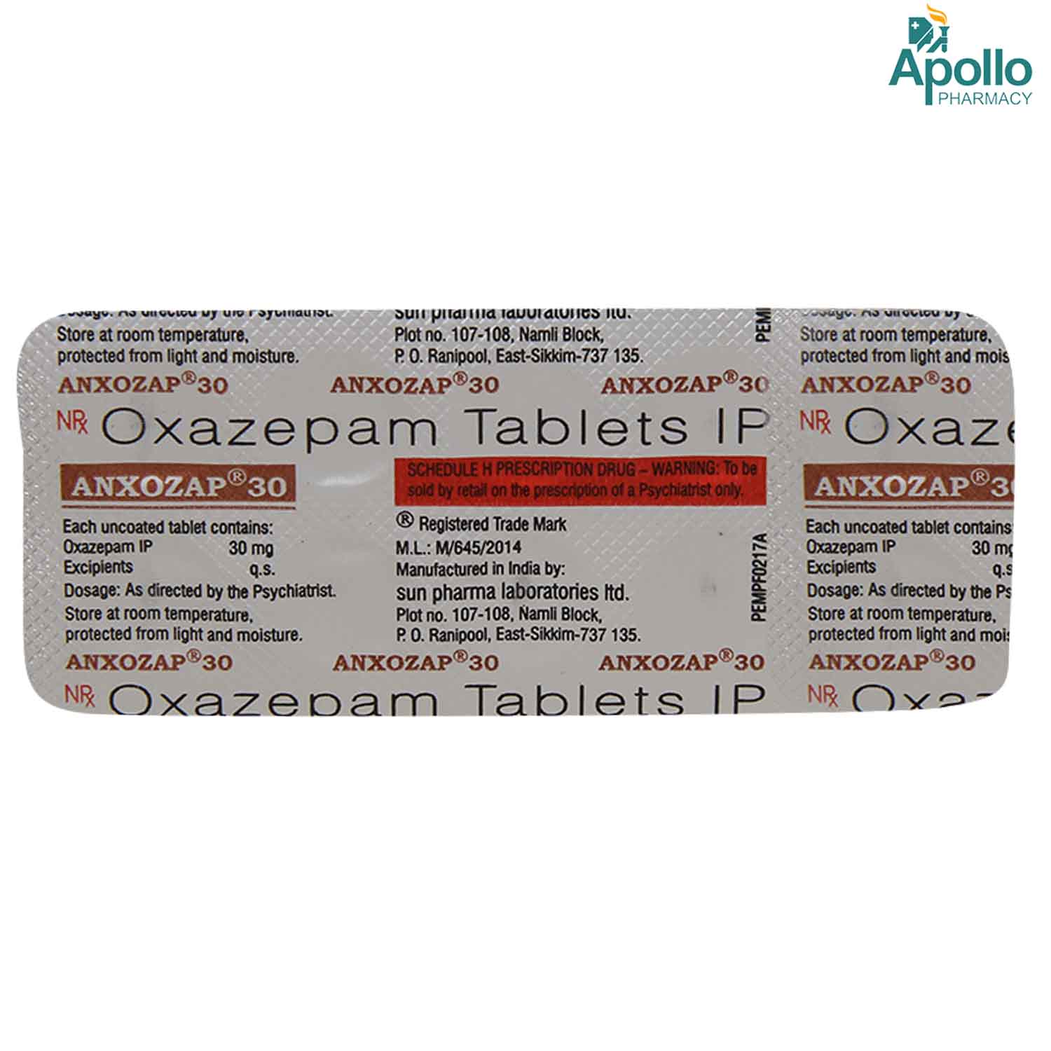 Anxozap 30 Tablet 10's, Pack of 10 TABLETS Anxozap 30 Tablet 10's, Pack of 10 TABLETS