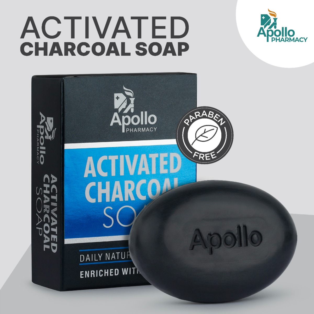 Apollo Pharmacy Activated Charcoal Soap, 250 gm (2x125 gm), Pack of 2 Apollo Pharmacy Activated Charcoal Soap, 250 gm (2x125 gm), Pack of 2