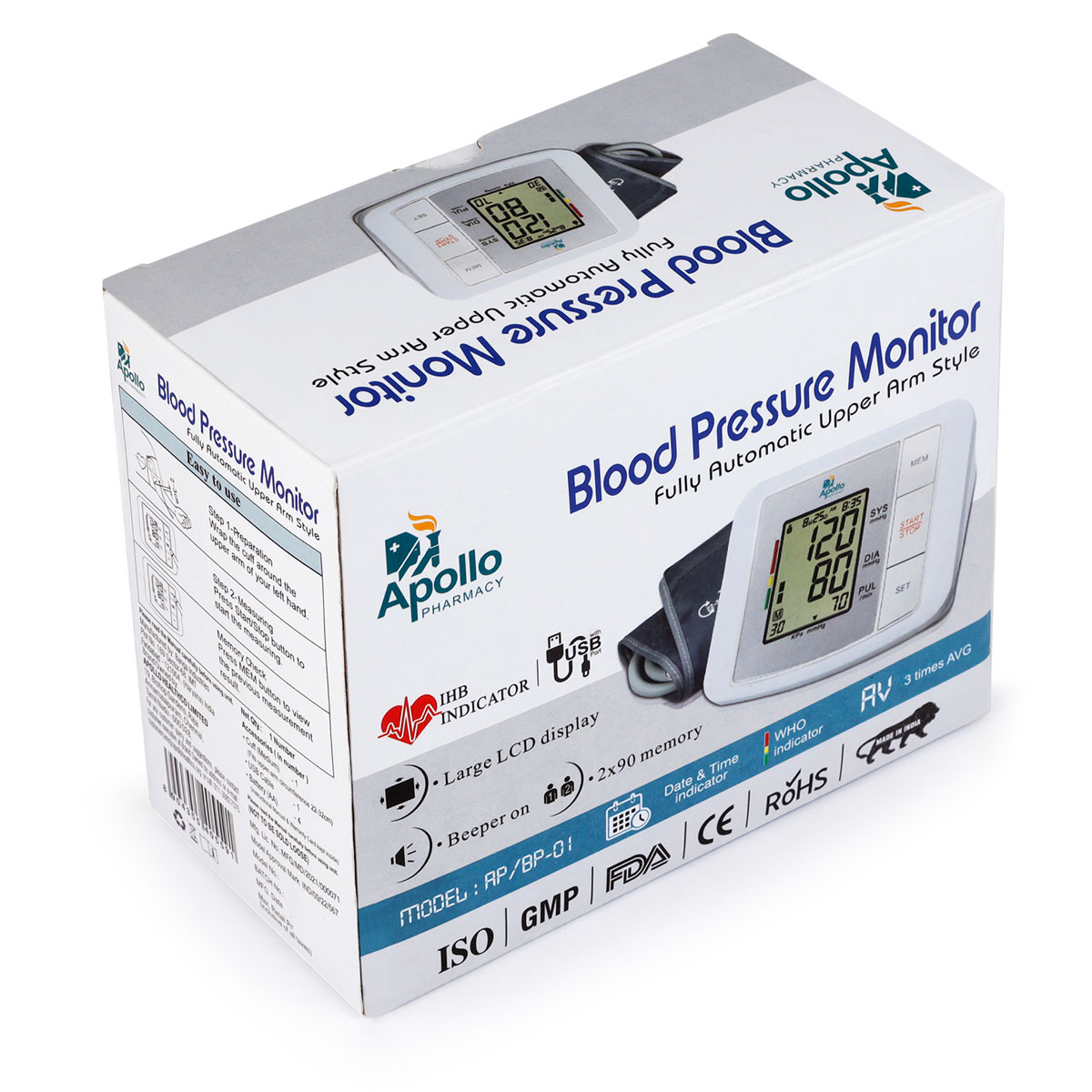 Apollo Pharmacy Blood Pressure Monitor AP/BP-01, 1 Count, Pack of 1 Apollo Pharmacy Blood Pressure Monitor AP/BP-01, 1 Count, Pack of 1