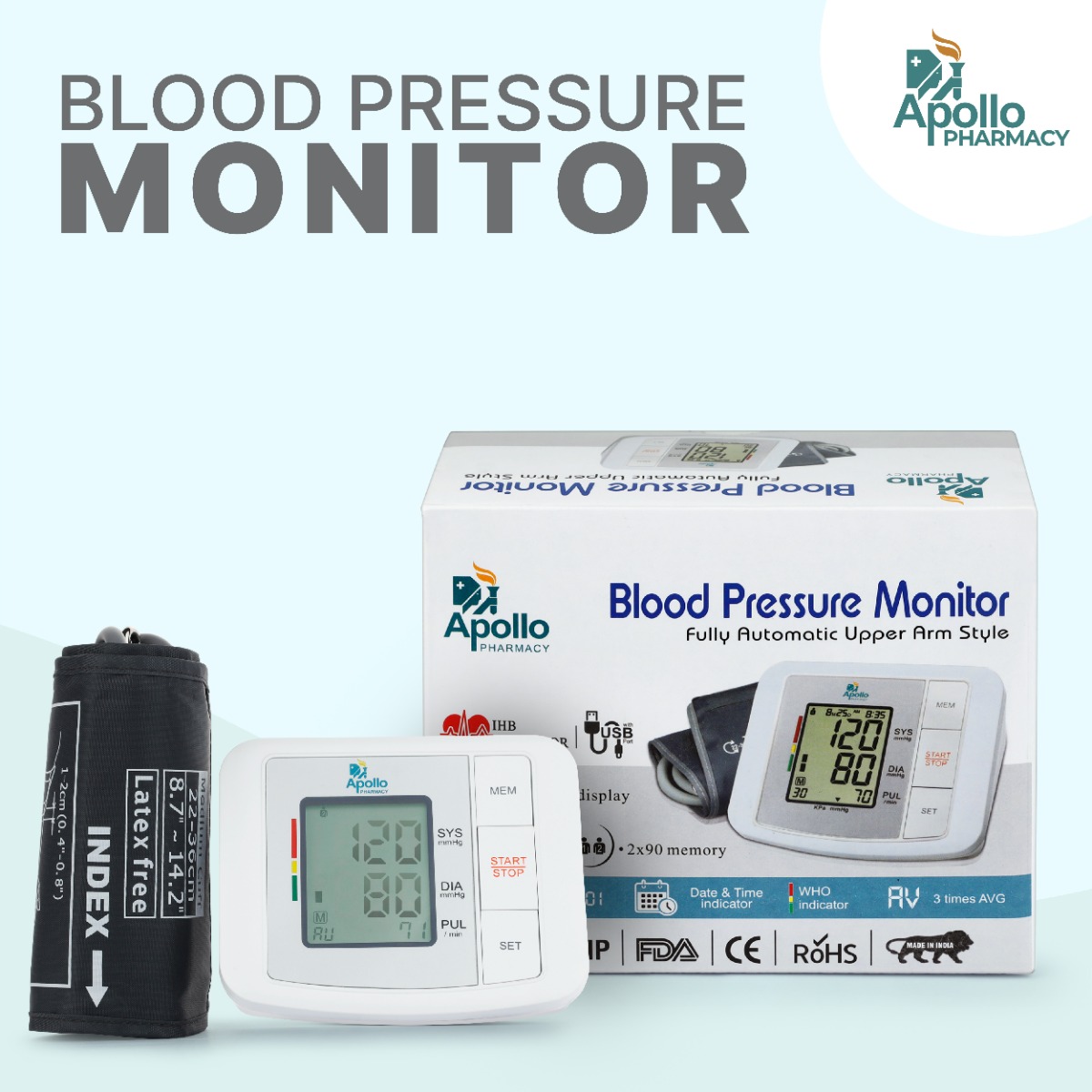 Apollo Pharmacy Blood Pressure Monitor AP/BP-01, 1 Count, Pack of 1 Apollo Pharmacy Blood Pressure Monitor AP/BP-01, 1 Count, Pack of 1