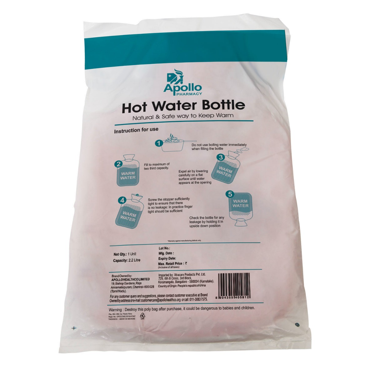 Apollo Pharmacy Hot Water Bottle 2.2 Litre, 1 Count, Pack of 1 Apollo Pharmacy Hot Water Bottle 2.2 Litre, 1 Count, Pack of 1