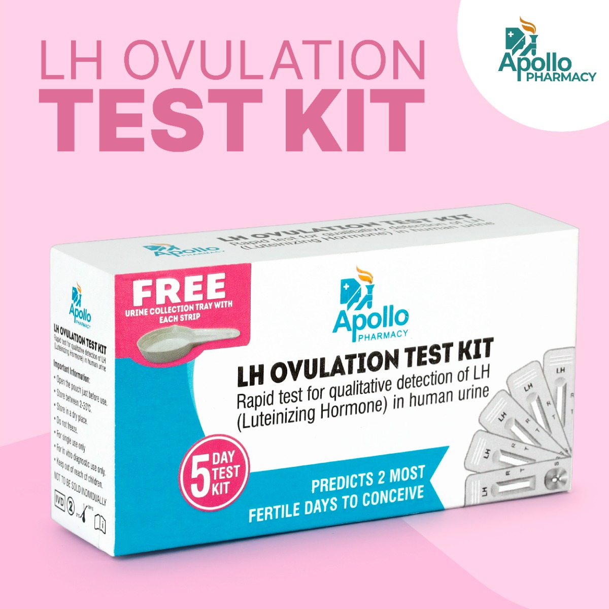 Apollo Pharmacy LH Ovulation 5 Day Test Kit, 1 Kit, Pack of 1 Apollo Pharmacy LH Ovulation 5 Day Test Kit, 1 Kit, Pack of 1