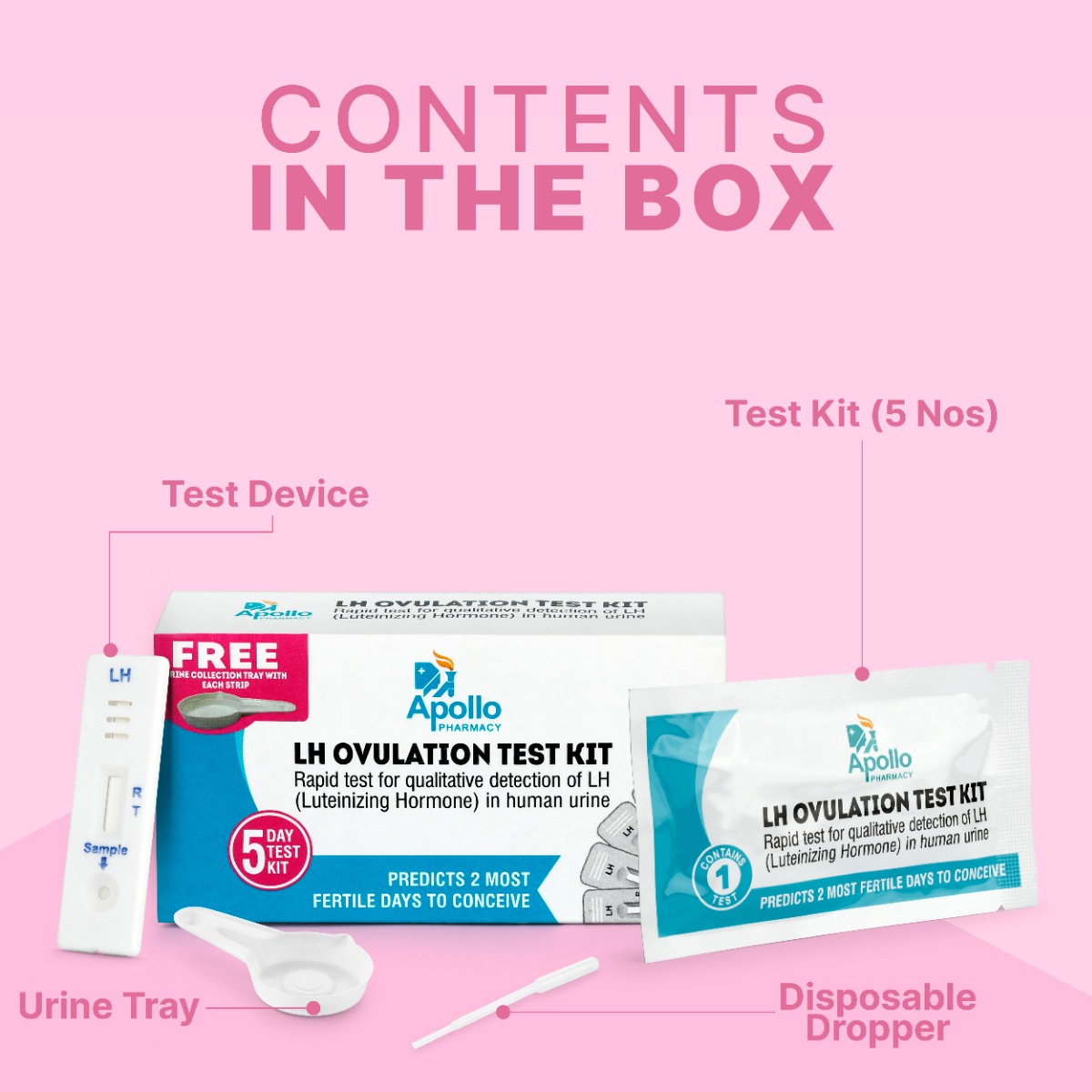 Apollo Pharmacy LH Ovulation 5 Day Test Kit, 1 Kit, Pack of 1 Apollo Pharmacy LH Ovulation 5 Day Test Kit, 1 Kit, Pack of 1