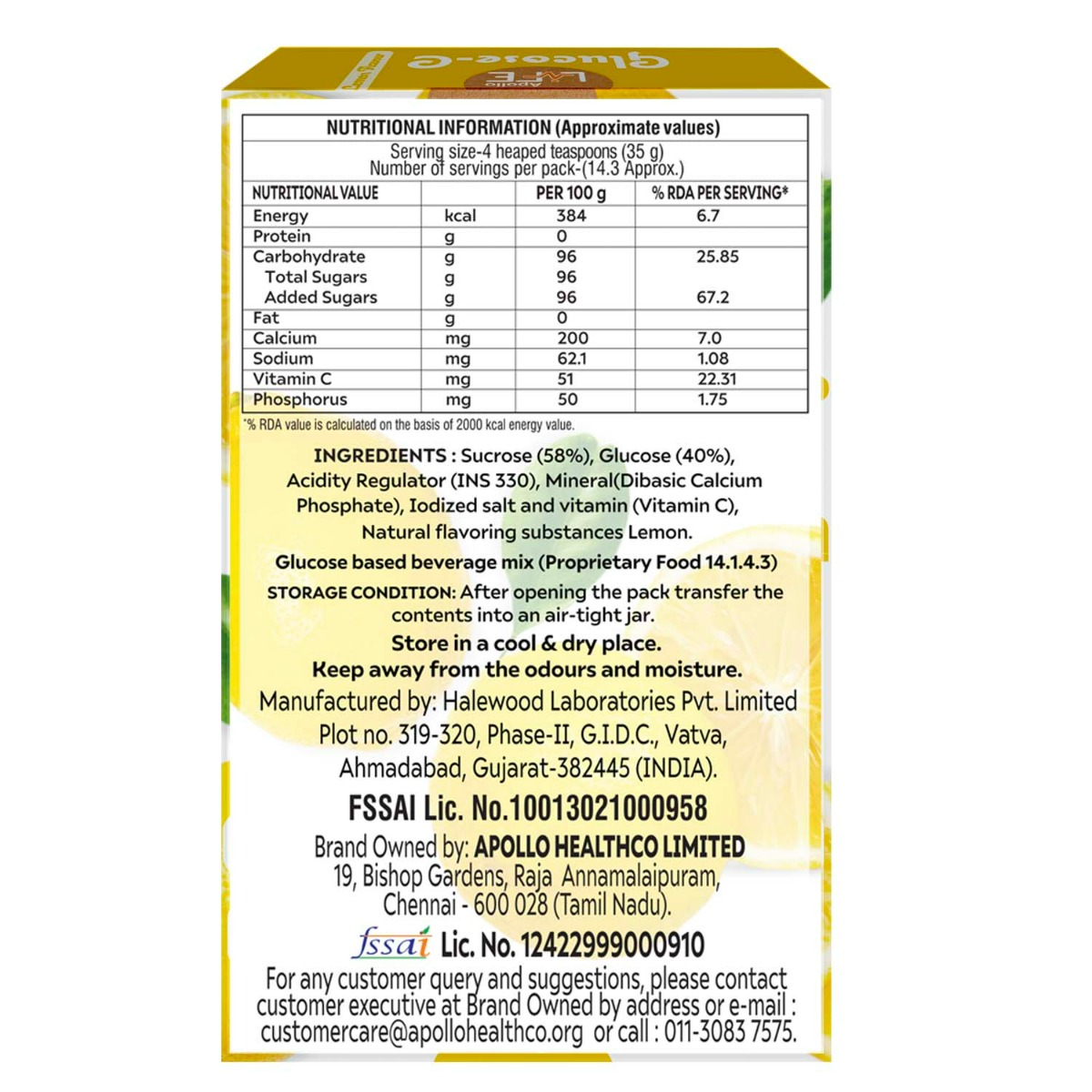 Apollo Life Glucose-C Lemon Flavour Powder, 500 gm, Pack of 1 Apollo Life Glucose-C Lemon Flavour Powder, 500 gm, Pack of 1