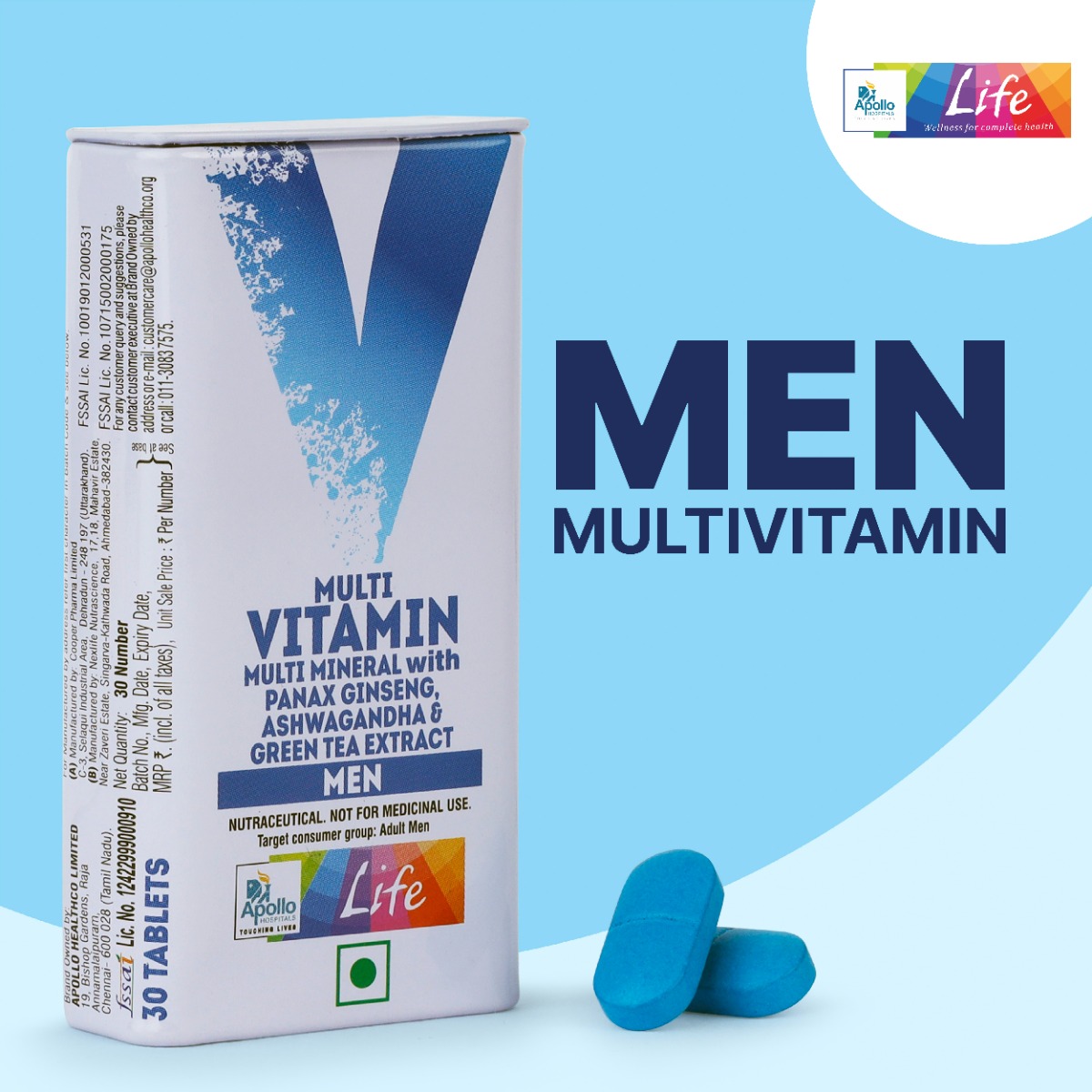 Apollo Life Multi Vitamin Tablet for Men, 30 Tablets, Pack of 1 Apollo Life Multi Vitamin Tablet for Men, 30 Tablets, Pack of 1