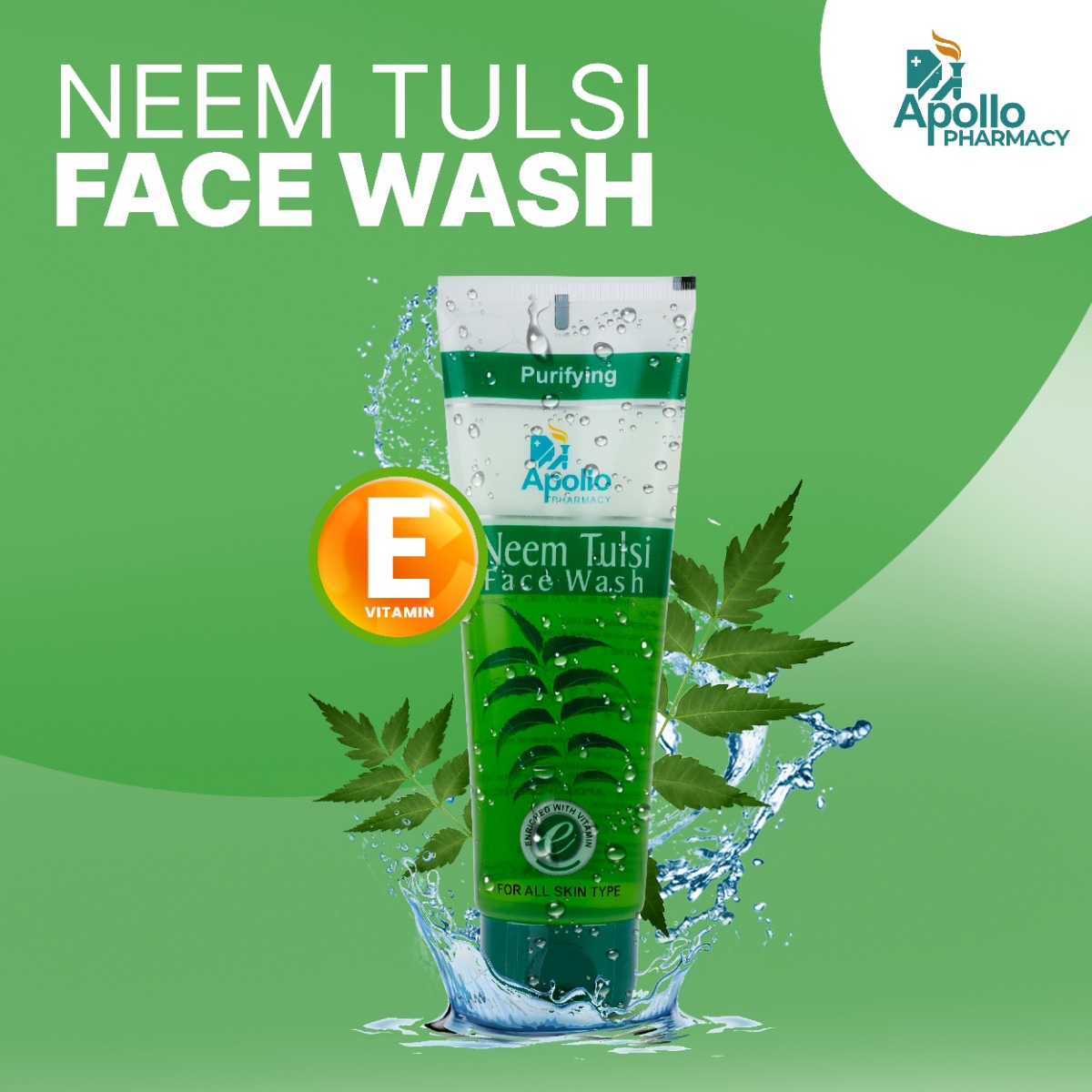 Apollo Life Neem Tulsi Face Wash, 150 ml (2x75 ml), Pack of 2 Apollo Life Neem Tulsi Face Wash, 150 ml (2x75 ml), Pack of 2