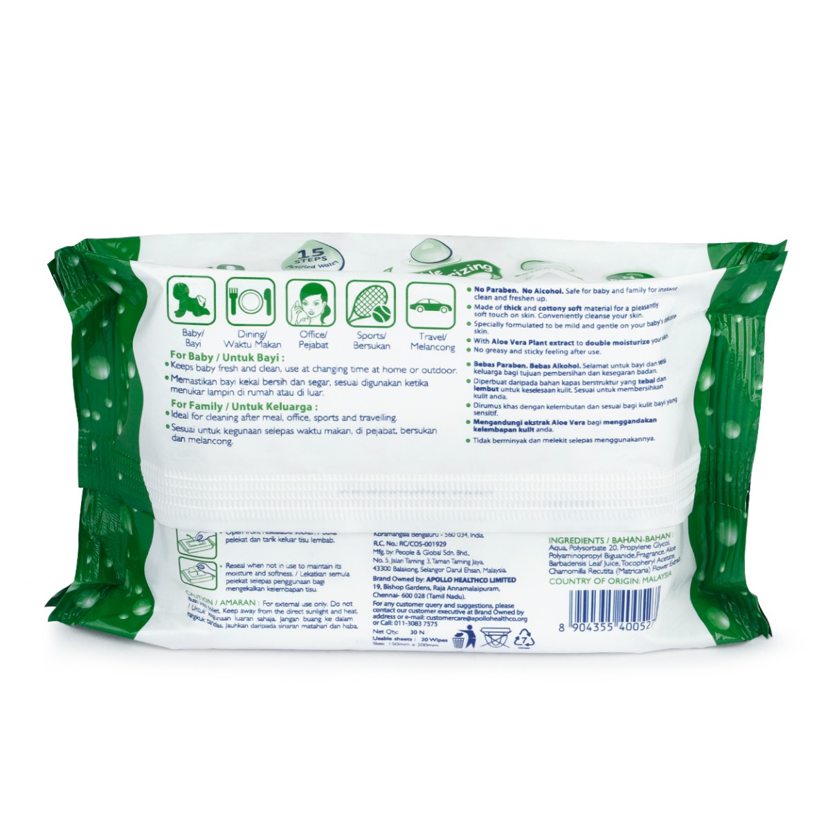 Apollo Life Premium Citrus Refreshing Wet Wipes, 60 (2x30) Count, Pack of 2 Apollo Life Premium Citrus Refreshing Wet Wipes, 60 (2x30) Count, Pack of 2