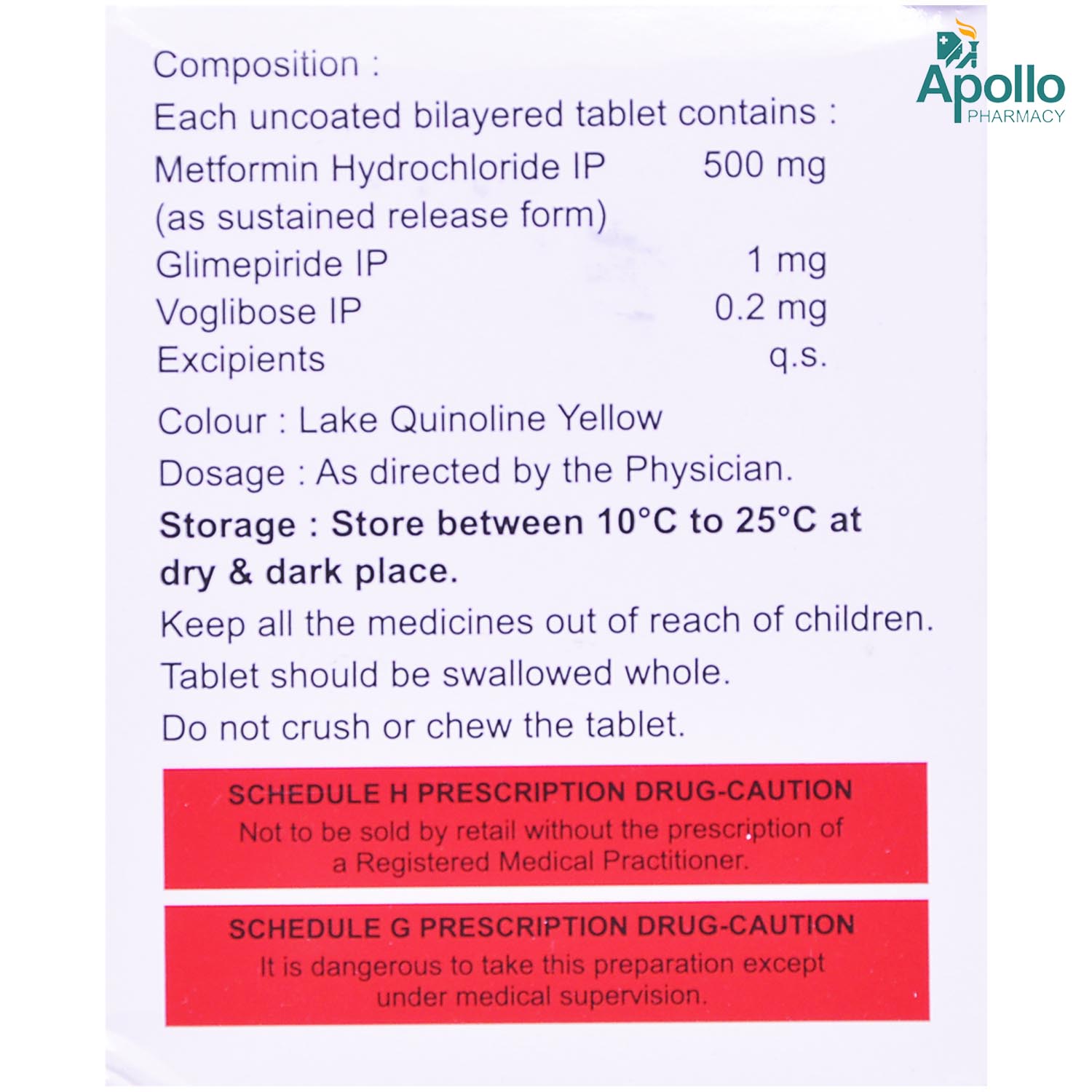 Apriglim-M 1 Tablet 15's, Pack of 15 TabletS Apriglim-M 1 Tablet 15's, Pack of 15 TabletS