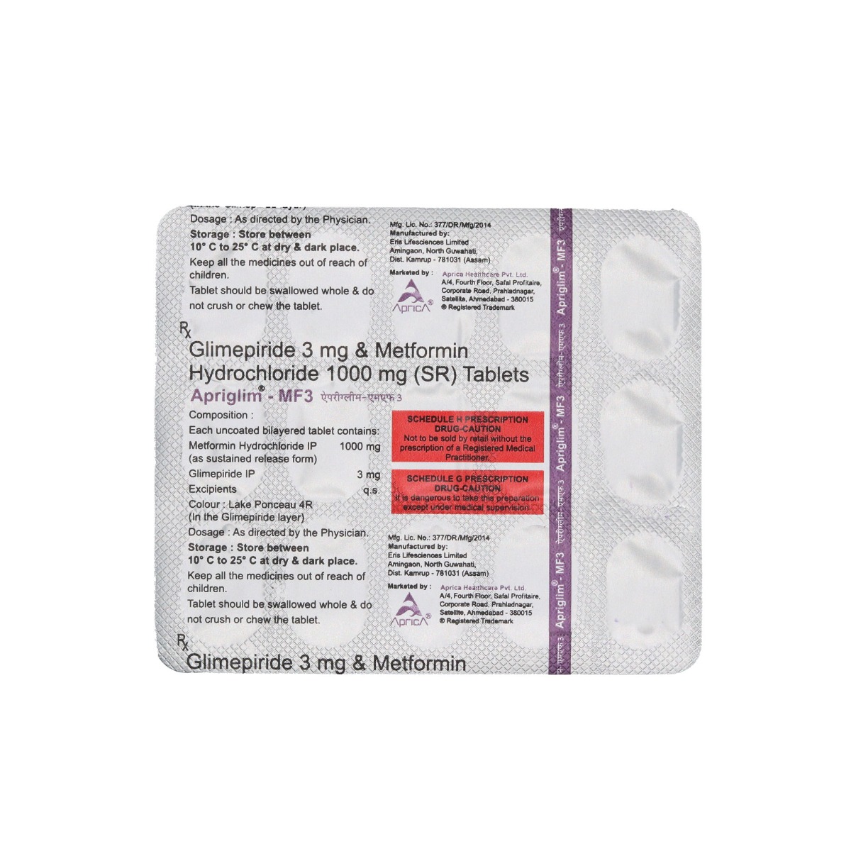 Apriglim-MF 3 mg Tablet 15's, Pack of 15 TabletS Apriglim-MF 3 mg Tablet 15's, Pack of 15 TabletS