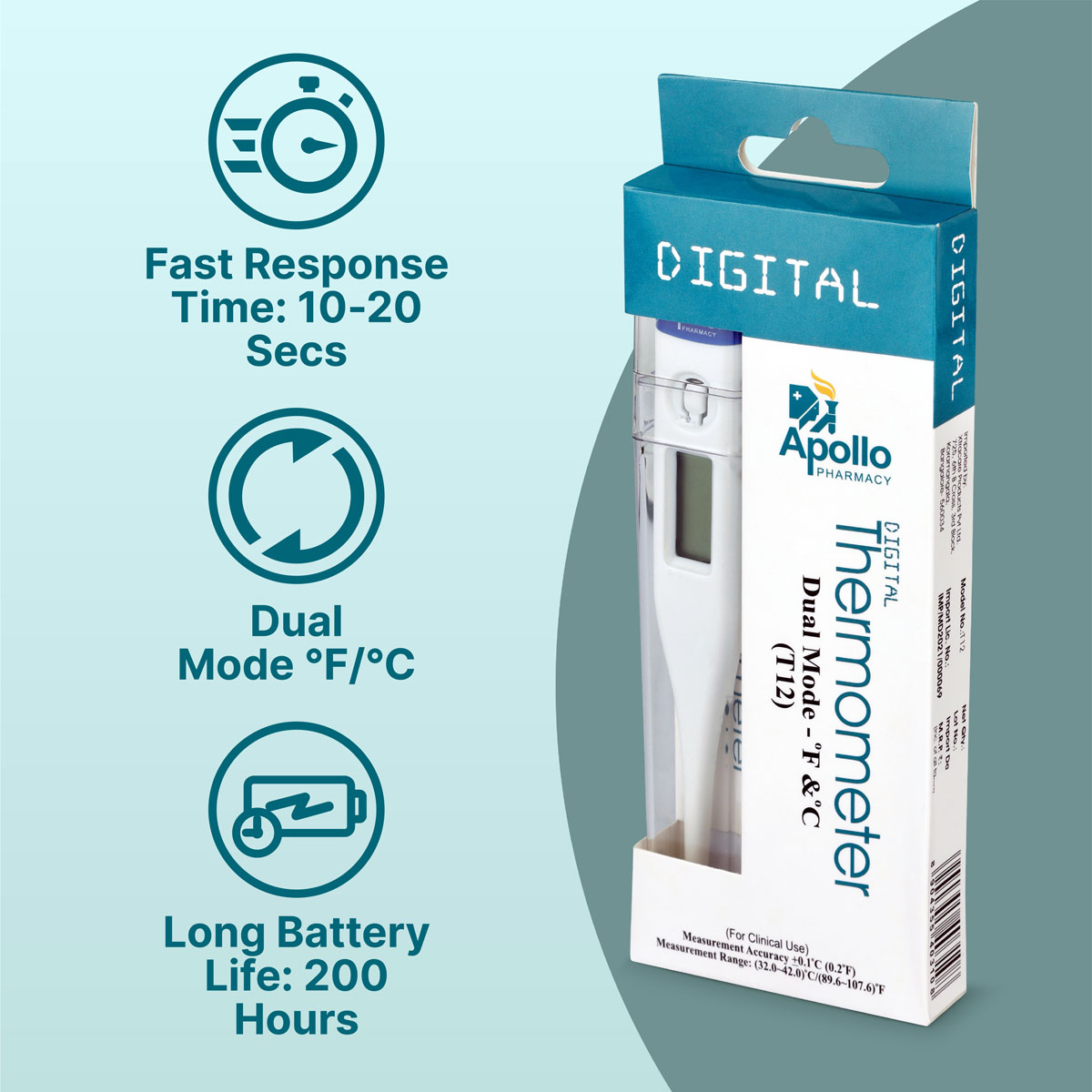 Apollo Pharmacy Digital Thermometer, 1 Count, Pack of 1 Apollo Pharmacy Digital Thermometer, 1 Count, Pack of 1