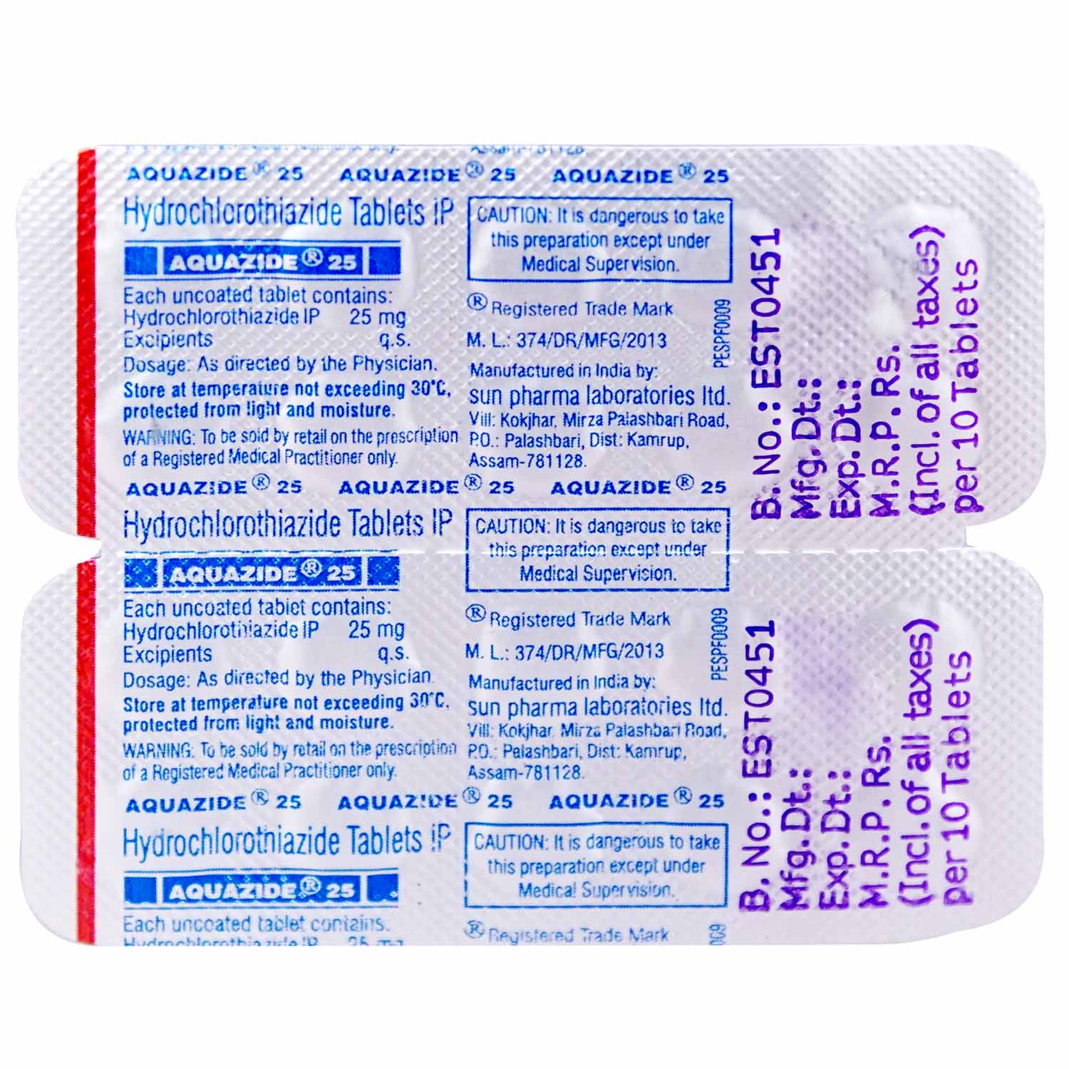 Aquazide 25 Tablet 10's, Pack of 10 TABLETS Aquazide 25 Tablet 10's, Pack of 10 TABLETS