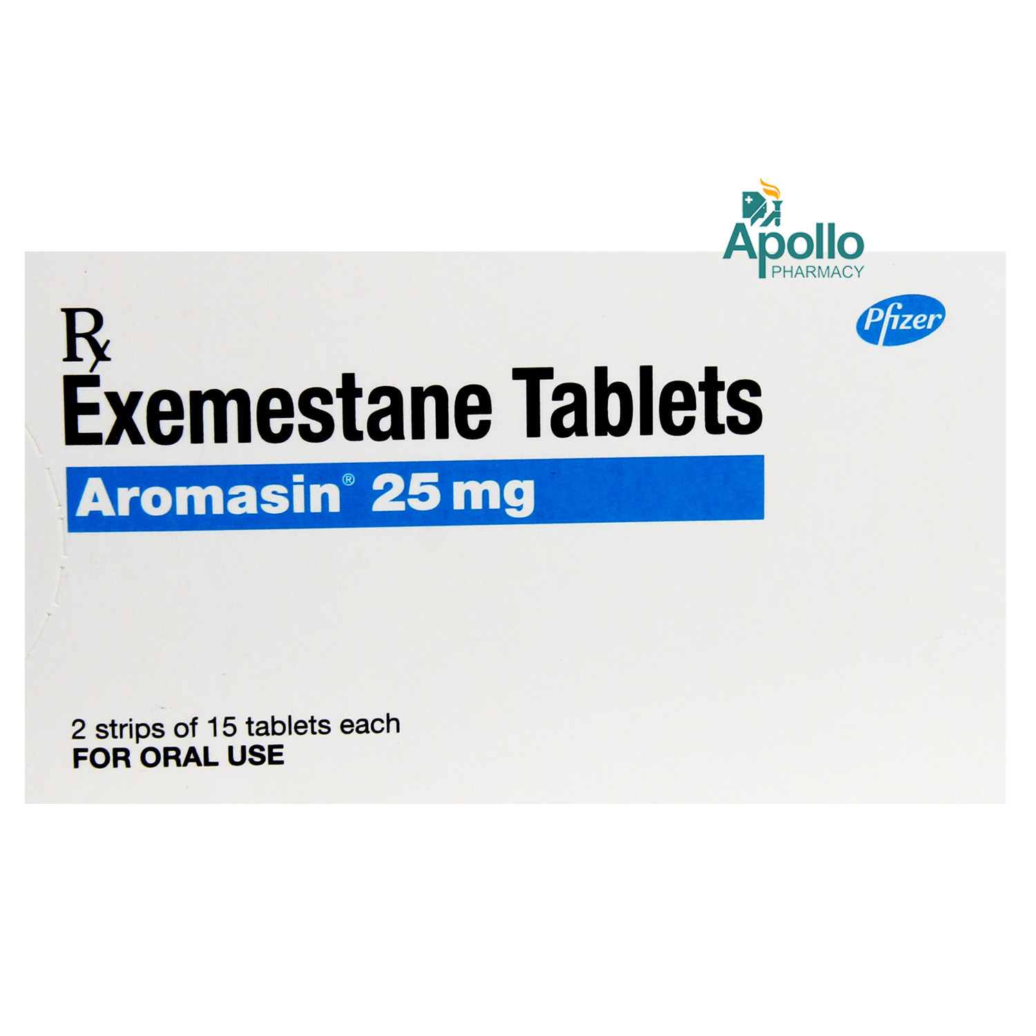 Aromasin 25 mg Tablet 15's, Pack of 15 TABLETS Aromasin 25 mg Tablet 15's, Pack of 15 TABLETS