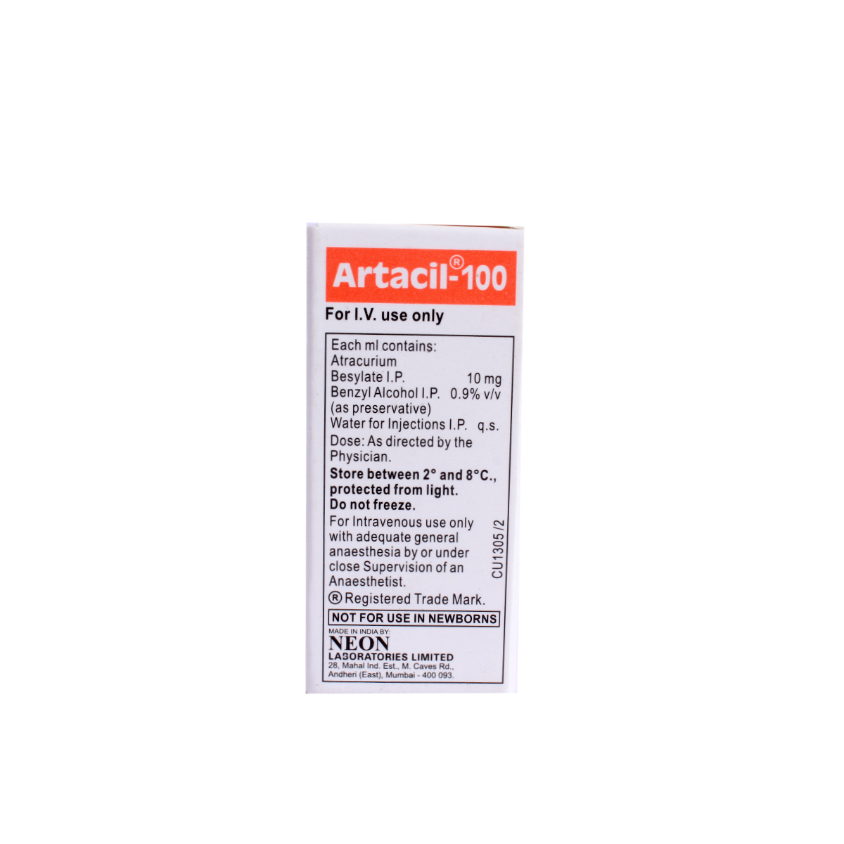 ARTACIL 100MG VIAL, Pack of 1 ARTACIL 100MG VIAL, Pack of 1