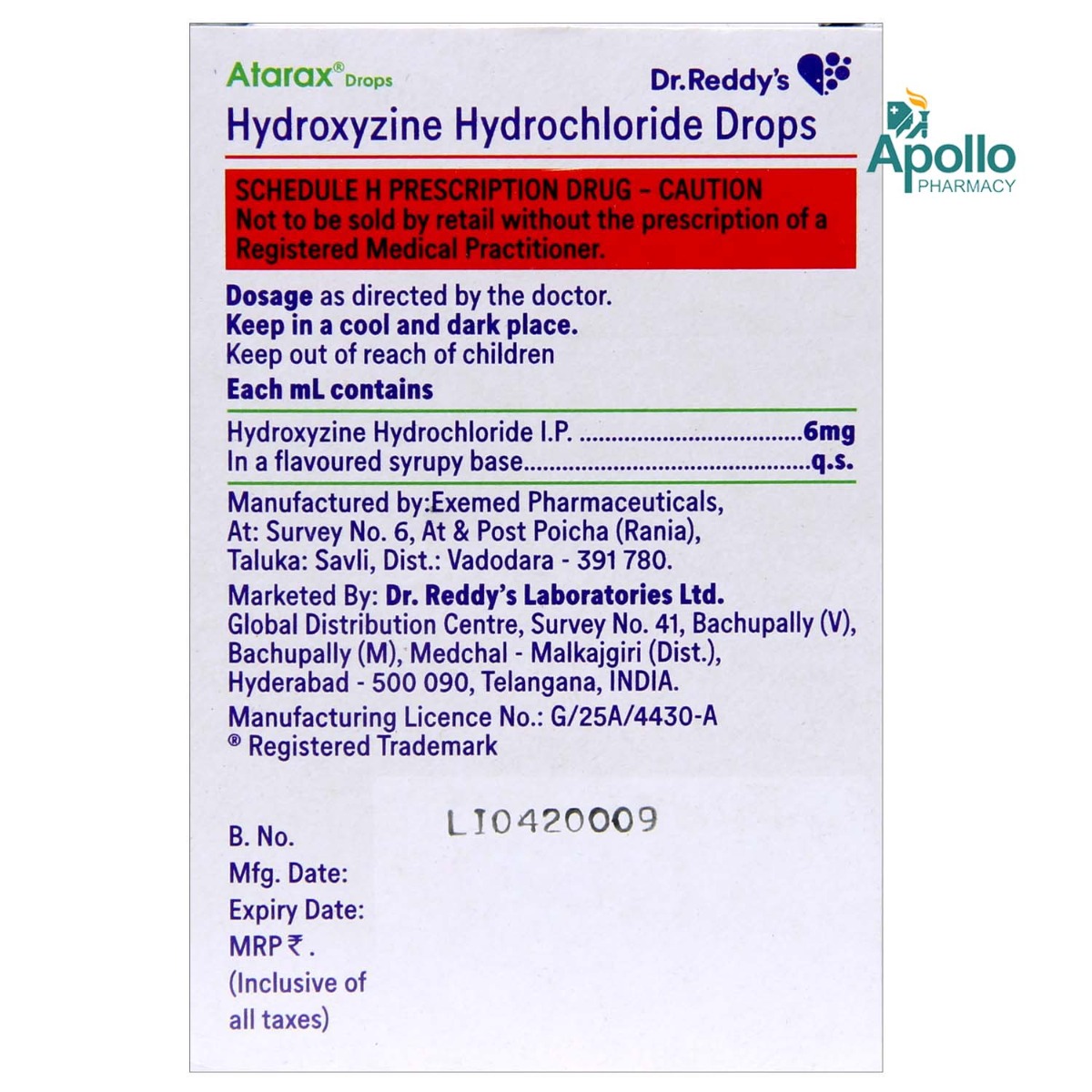 Atarax Drops 15 ml, Pack of 1 ORAL DROPS Atarax Drops 15 ml, Pack of 1 ORAL DROPS