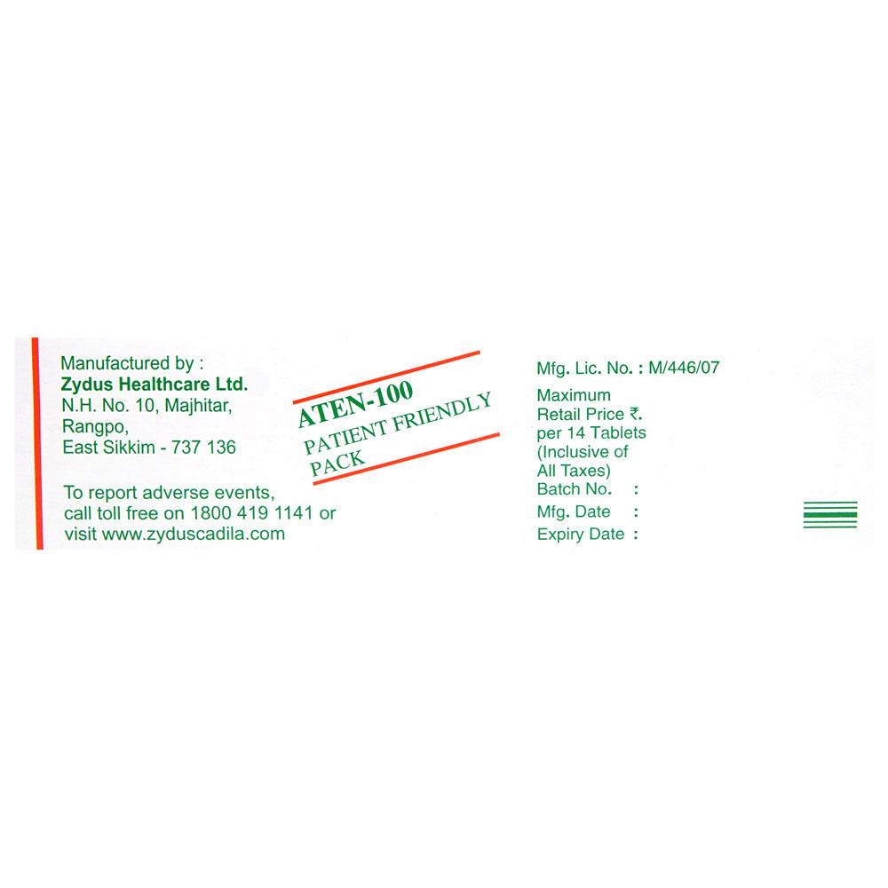 Aten-100 Tablet 14's, Pack of 14 TabletS Aten-100 Tablet 14's, Pack of 14 TabletS