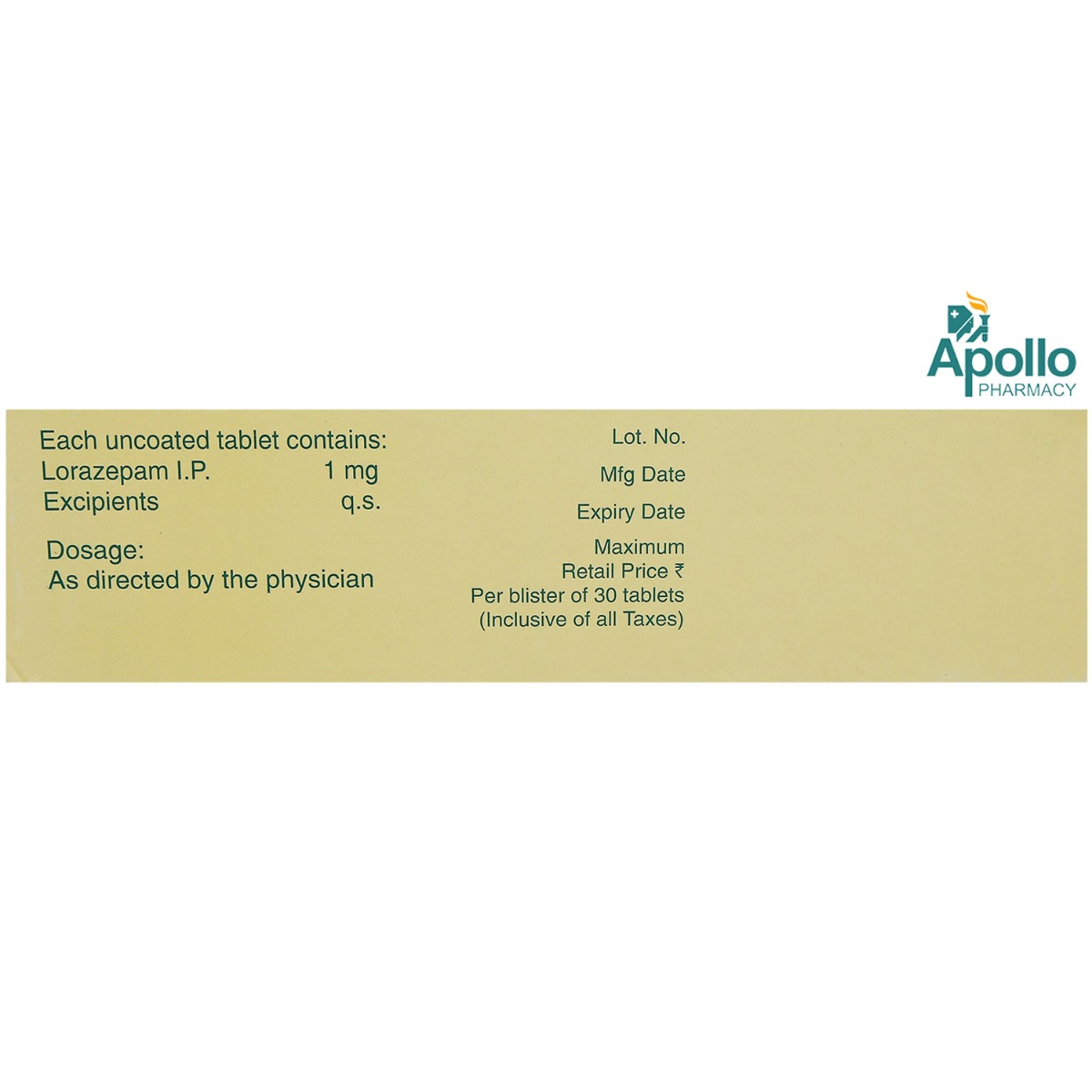 Ativan 1 mg Tablet 30's, Pack of 30 TABLETS Ativan 1 mg Tablet 30's, Pack of 30 TABLETS