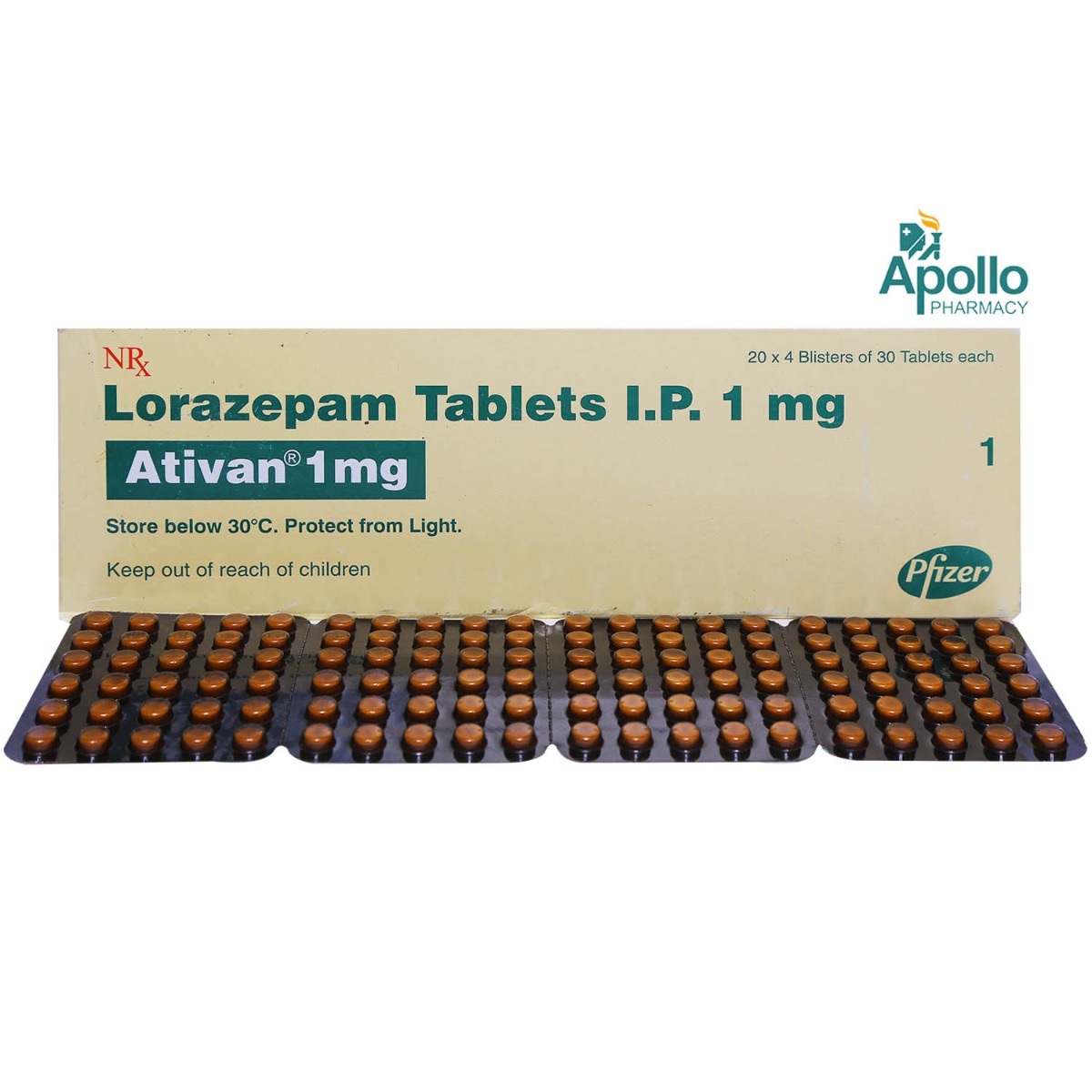 Ativan 1 mg Tablet 30's, Pack of 30 TABLETS Ativan 1 mg Tablet 30's, Pack of 30 TABLETS