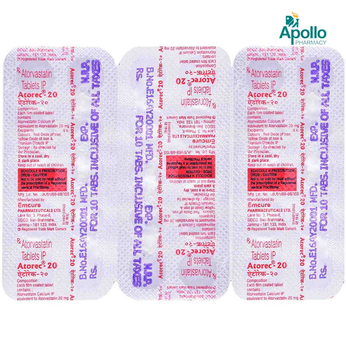 Atorec-20 Tablet 10's, Pack of 10 TABLETS Atorec-20 Tablet 10's, Pack of 10 TABLETS