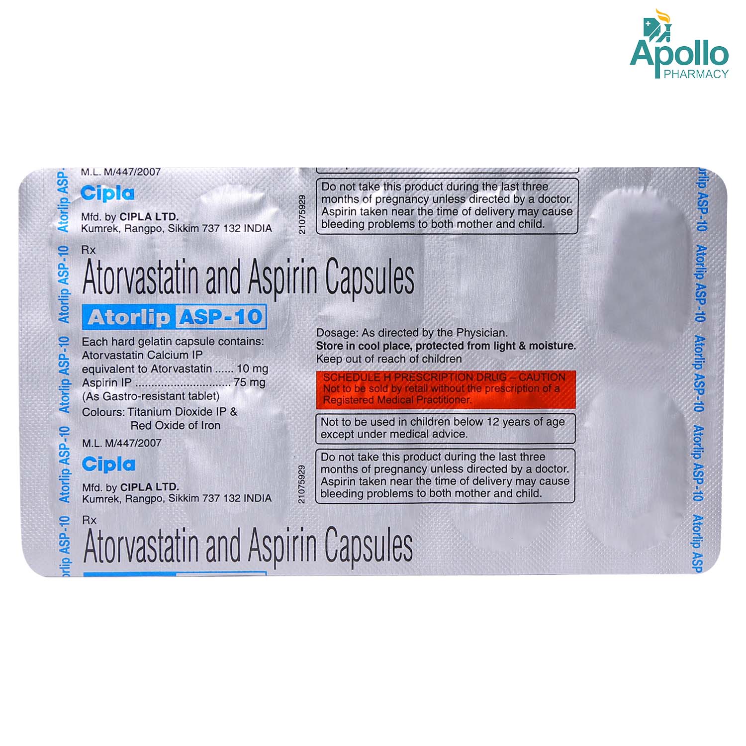 Atorlip ASP 10 Capsule 10's, Pack of 10 CAPSULES Atorlip ASP 10 Capsule 10's, Pack of 10 CAPSULES