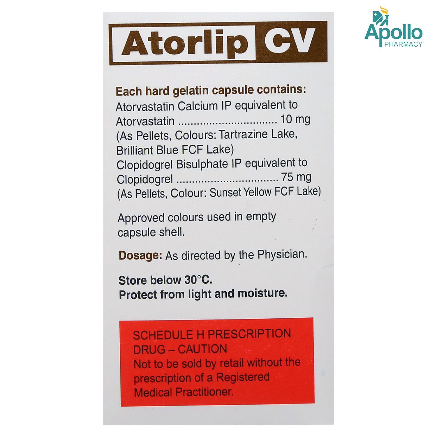 Atorlip CV Capsule 10's Atorlip CV Capsule 10's
