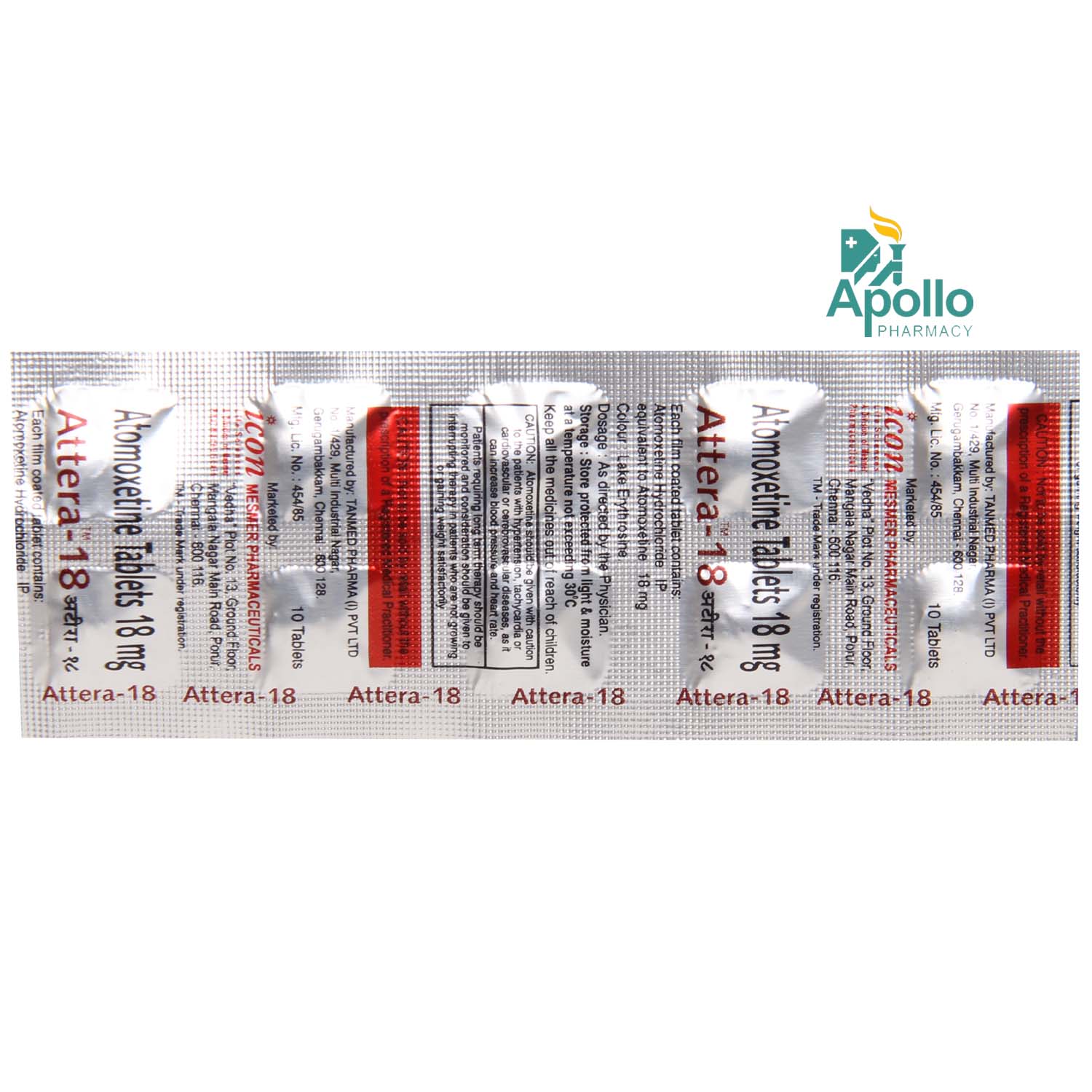 ATTERA 18MG TABLET, Pack of 10 TABLETS ATTERA 18MG TABLET, Pack of 10 TABLETS