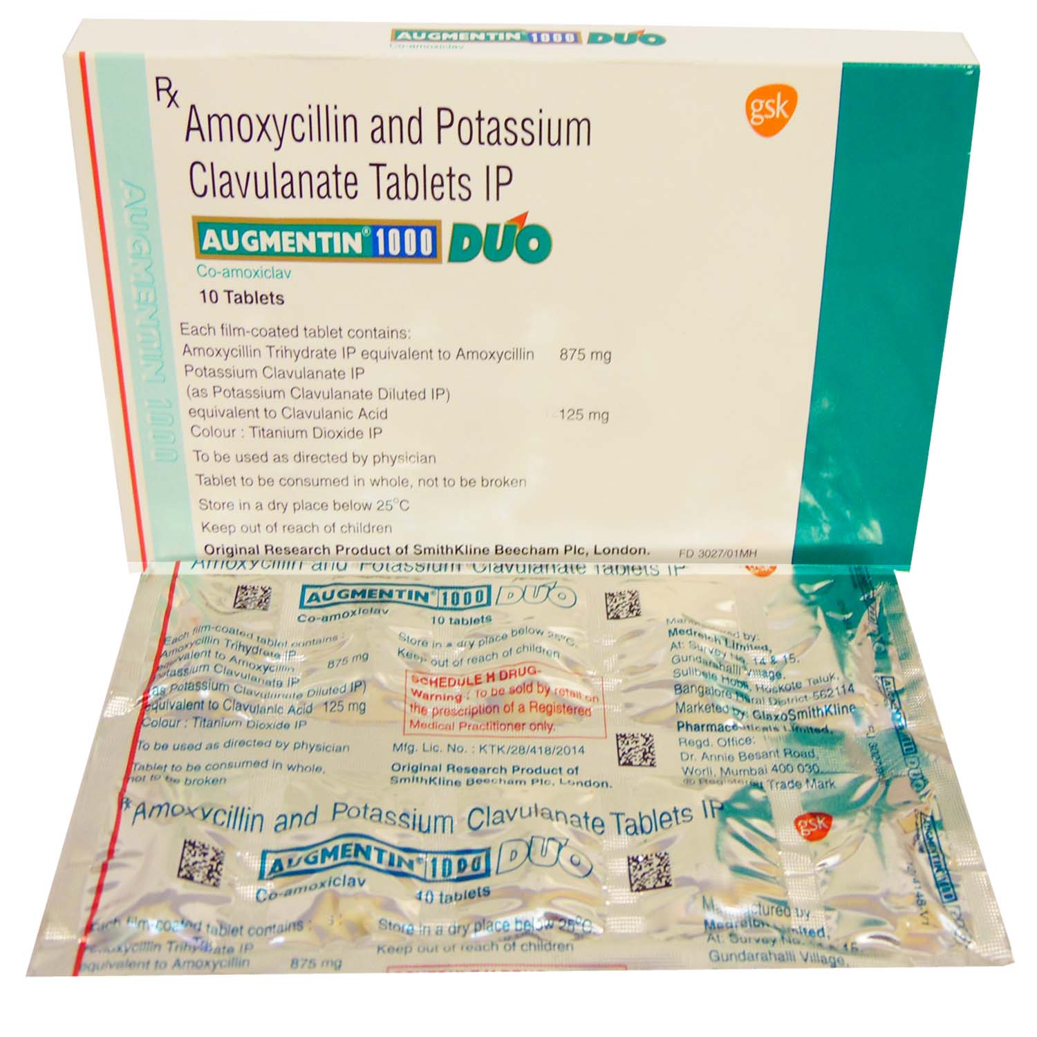 Augmentin 1000 DUO Tablet 10's, Pack of 10 TABLETS Augmentin 1000 DUO Tablet 10's, Pack of 10 TABLETS