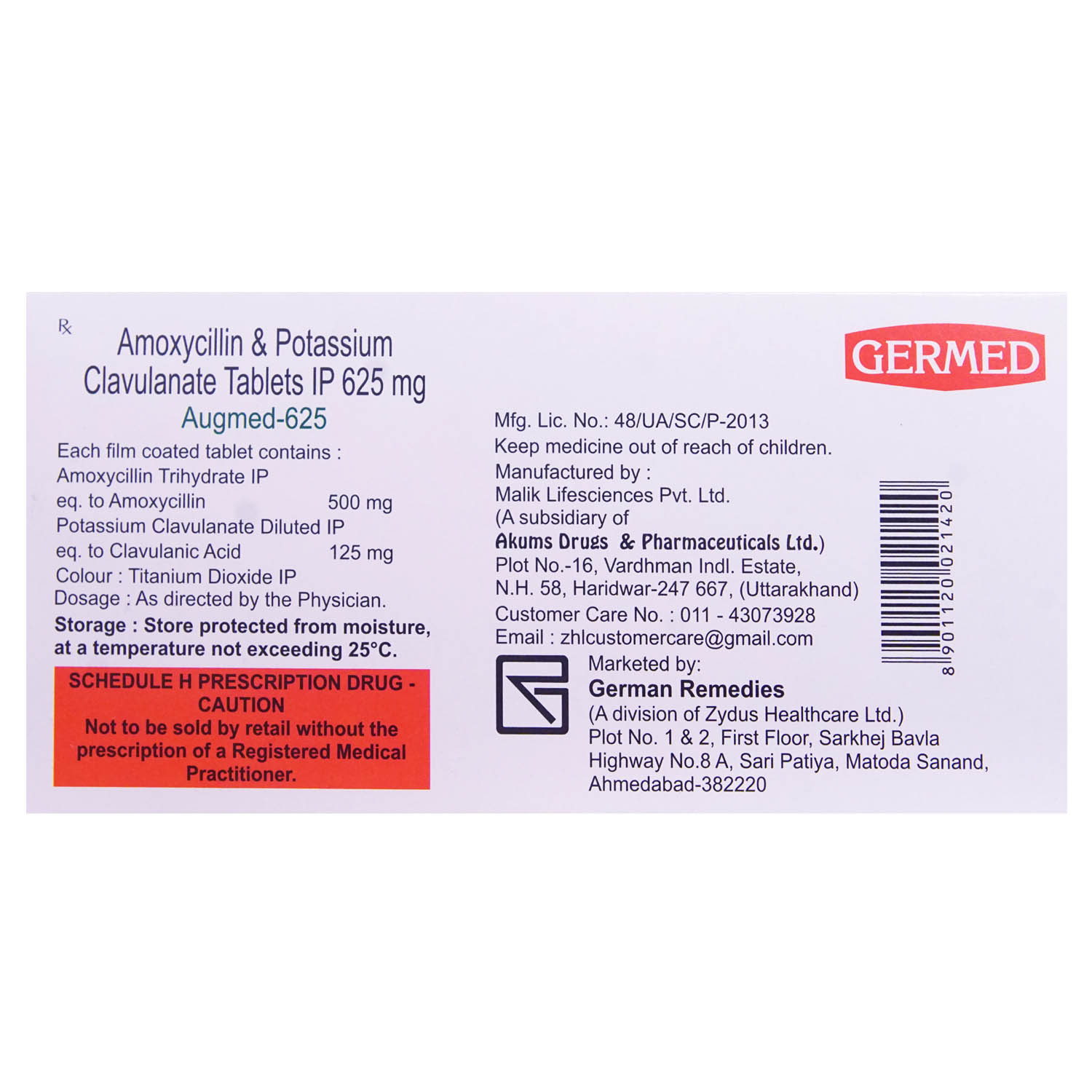 Augmed-625 Tablet 6's, Pack of 6 TABLETS Augmed-625 Tablet 6's, Pack of 6 TABLETS