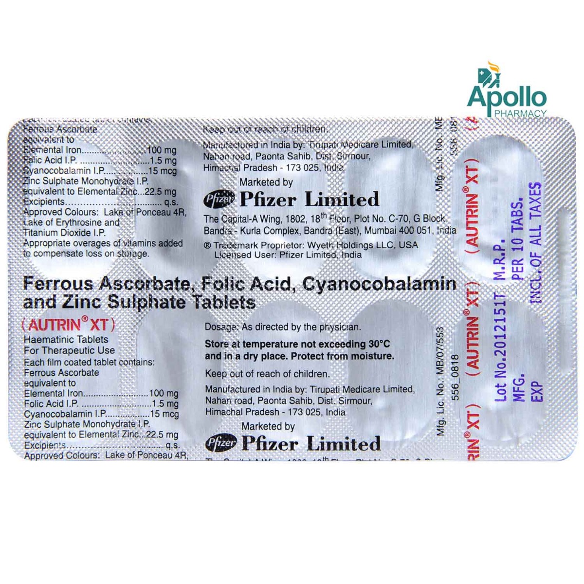 Autrin XT Tablet 10's, Pack of 10 TABLETS Autrin XT Tablet 10's, Pack of 10 TABLETS