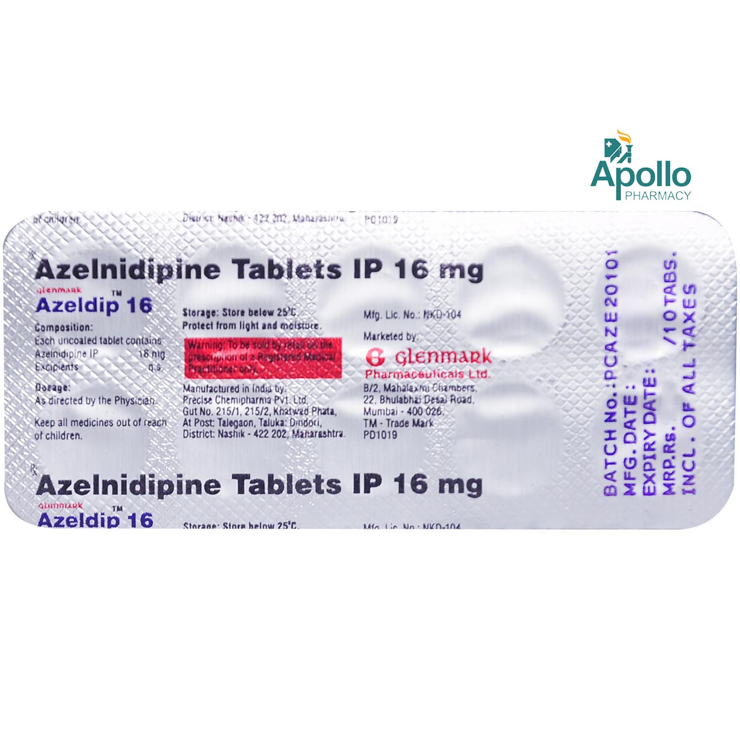 Azeldip 16 Tablet 10's, Pack of 10 TABLETS Azeldip 16 Tablet 10's, Pack of 10 TABLETS