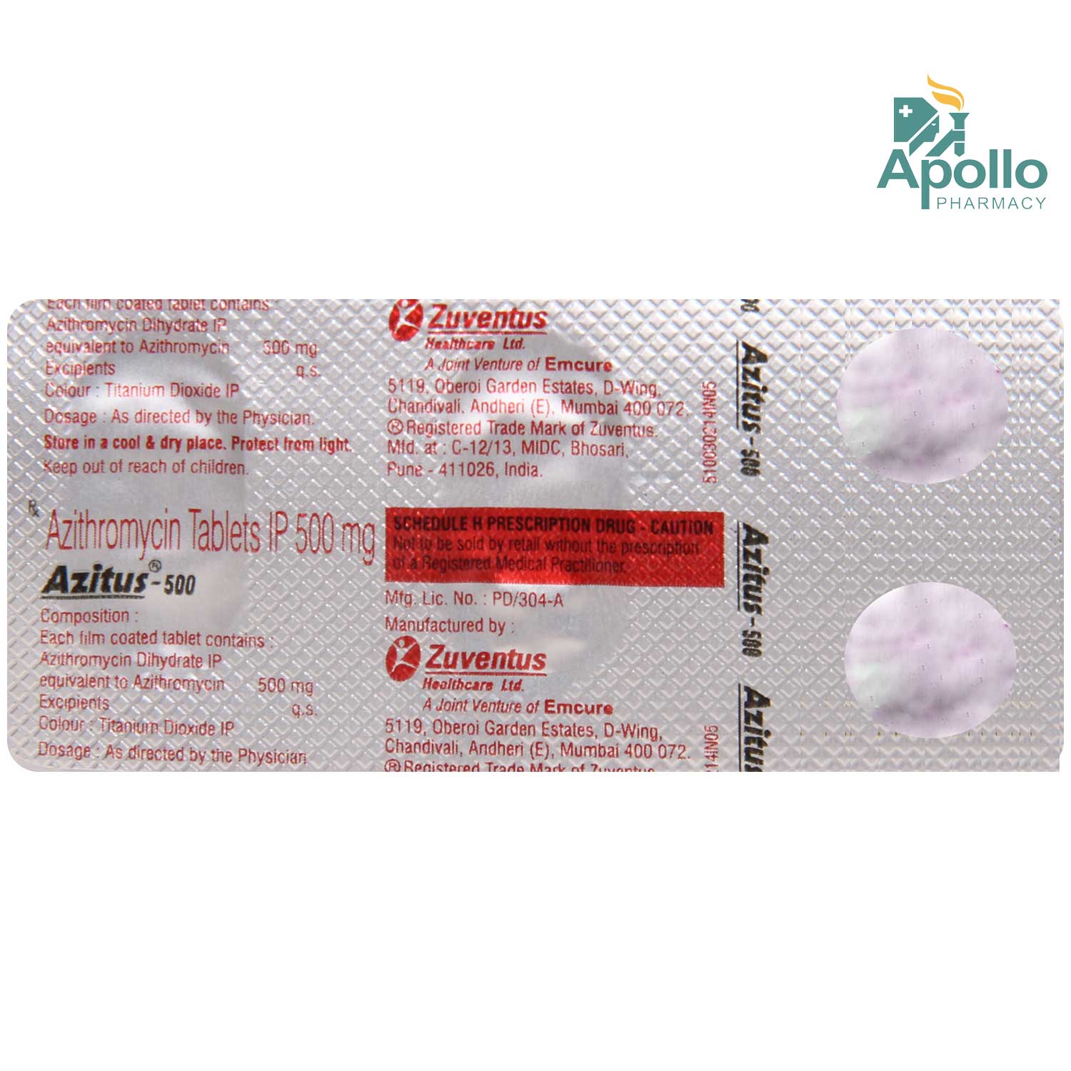 Azitus 500 mg Tablet 3's, Pack of 3 TABLETS Azitus 500 mg Tablet 3's, Pack of 3 TABLETS