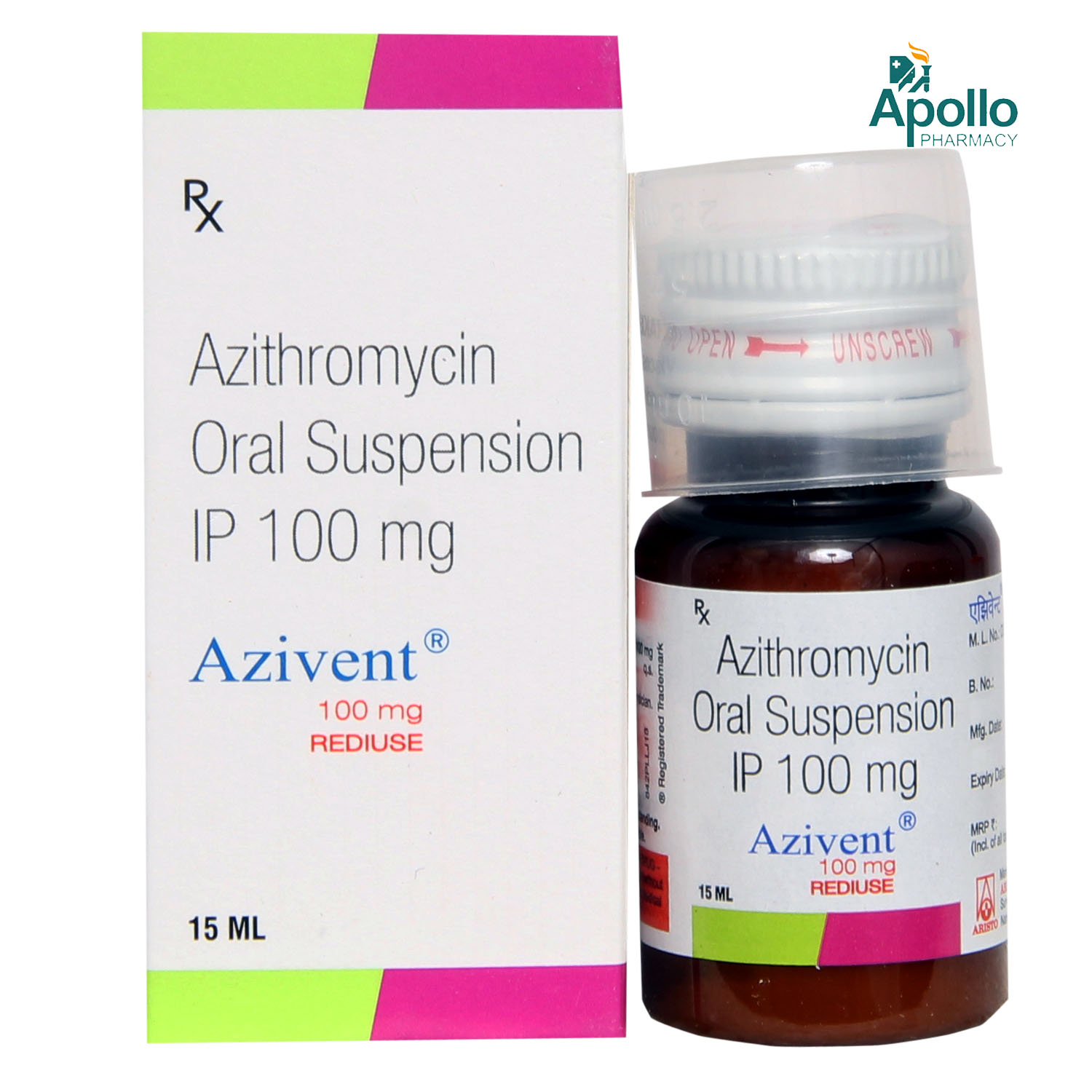 Azivent 100 mg Suspension 15 ml, Pack of 1 Suspension Azivent 100 mg Suspension 15 ml, Pack of 1 Suspension