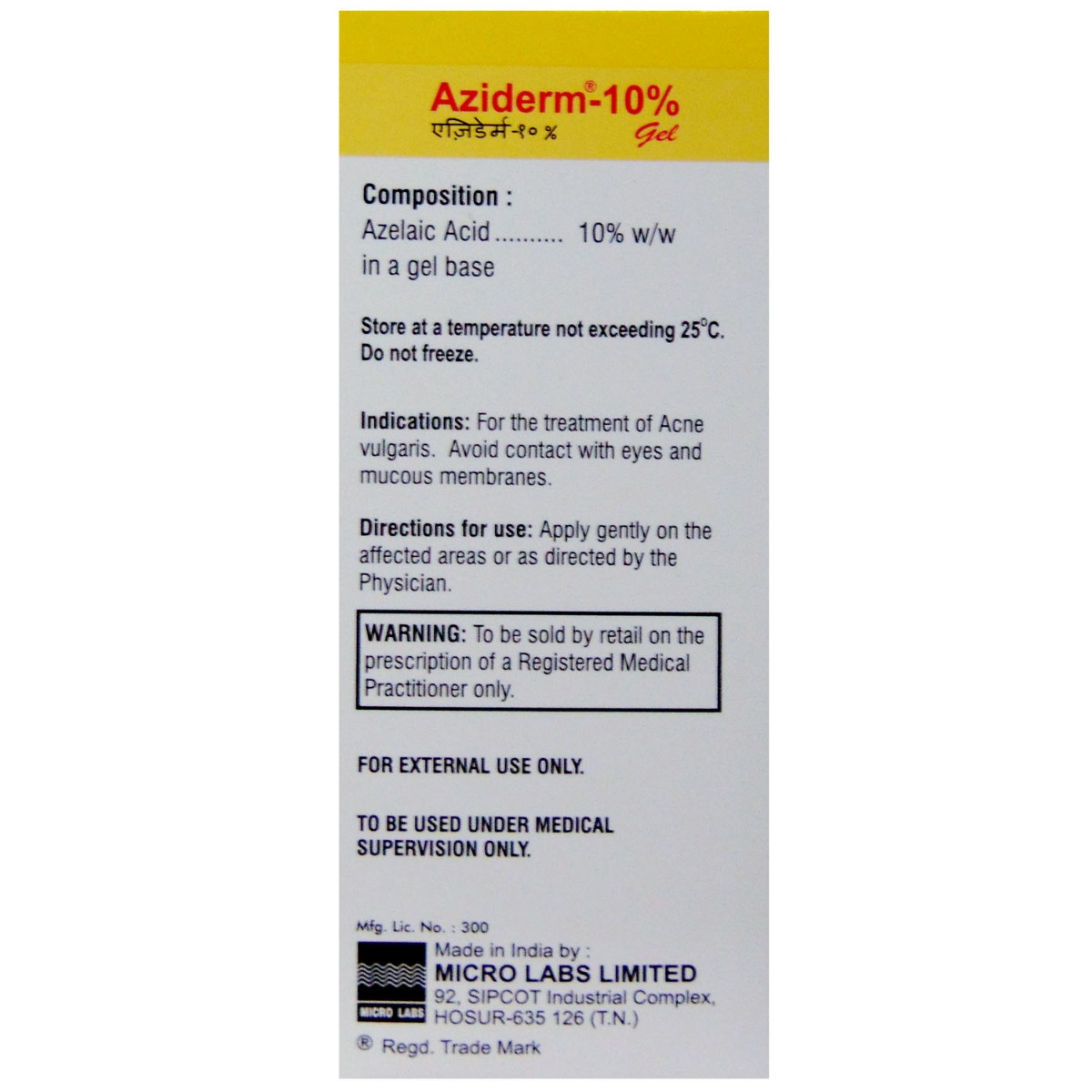 Aziderm 10% Gel 15 gm, Pack of 1 Gel Aziderm 10% Gel 15 gm, Pack of 1 Gel