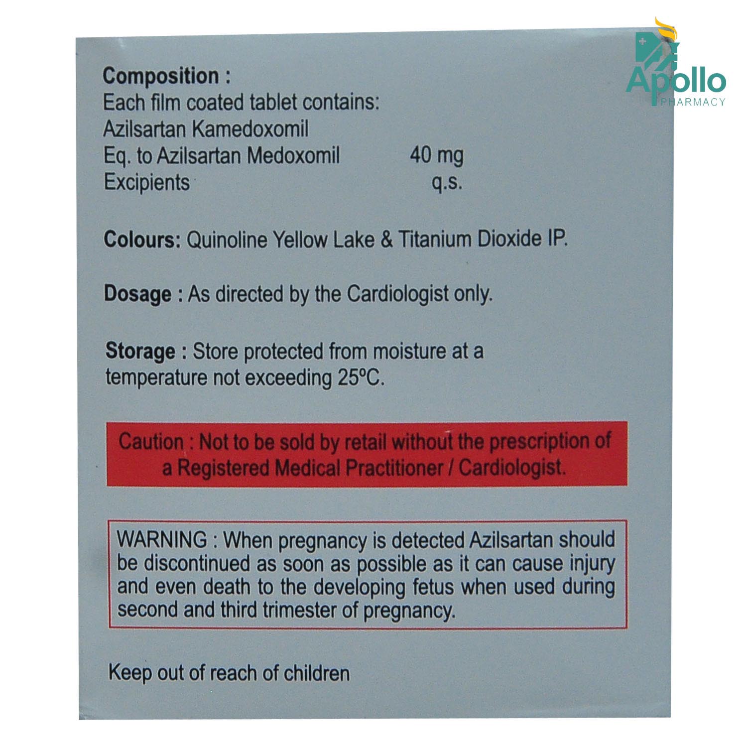 Azutan 40 mg Tablet 15's, Pack of 15 TABLETS Azutan 40 mg Tablet 15's, Pack of 15 TABLETS