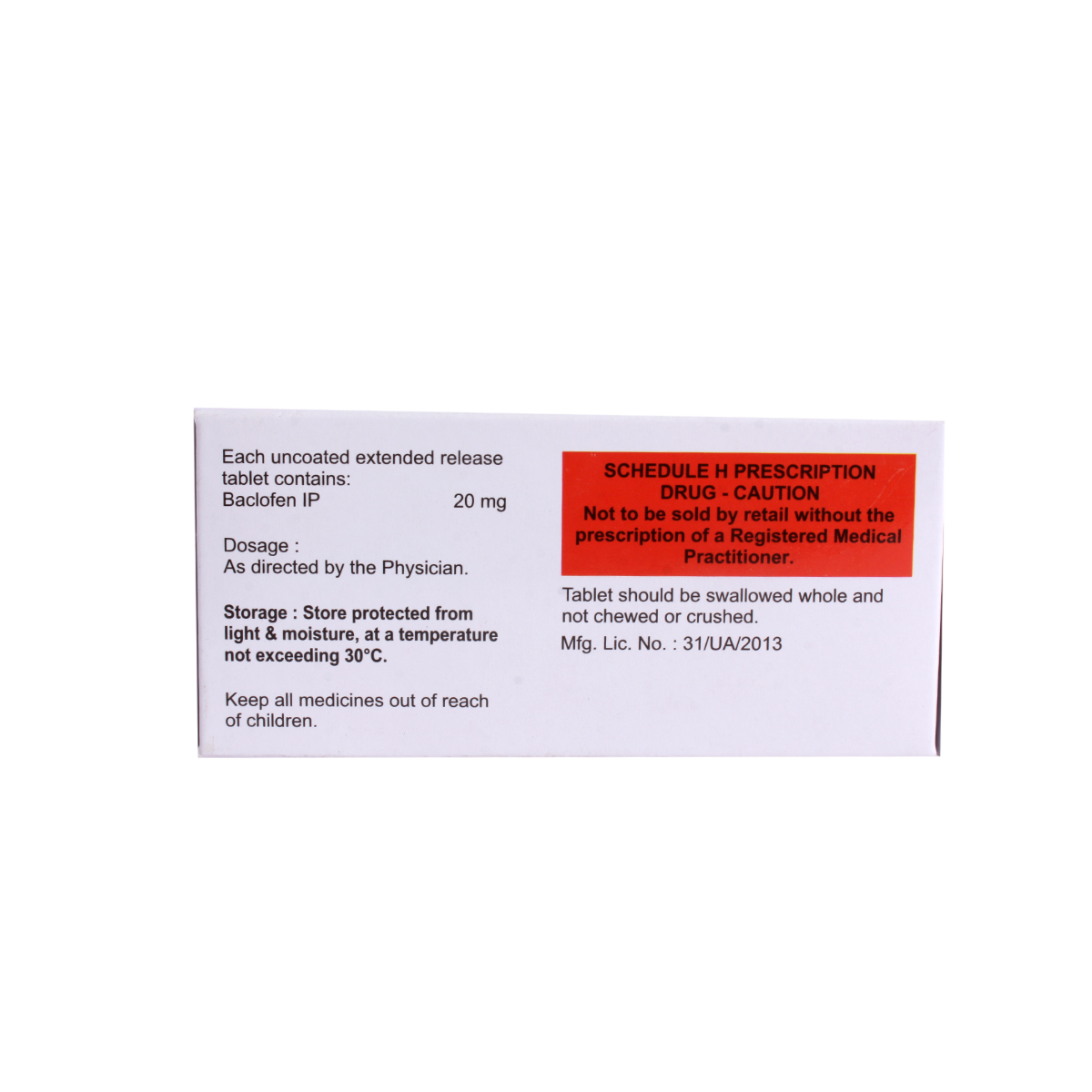 Bacloren 20 Tablet 10's, Pack of 10 TABLETS Bacloren 20 Tablet 10's, Pack of 10 TABLETS