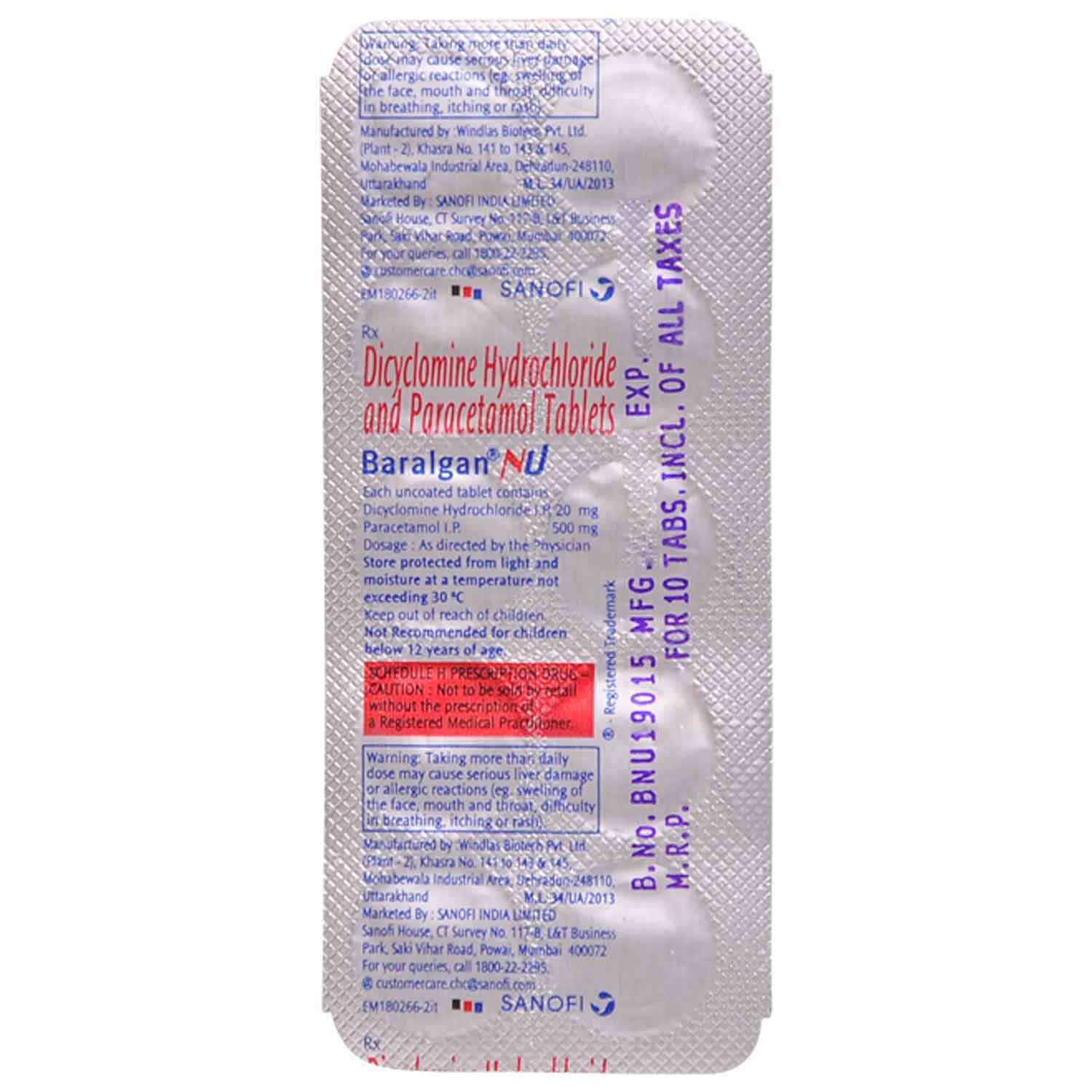 Baralgan NU Tablet 10's, Pack of 10 TABLETS Baralgan NU Tablet 10's, Pack of 10 TABLETS