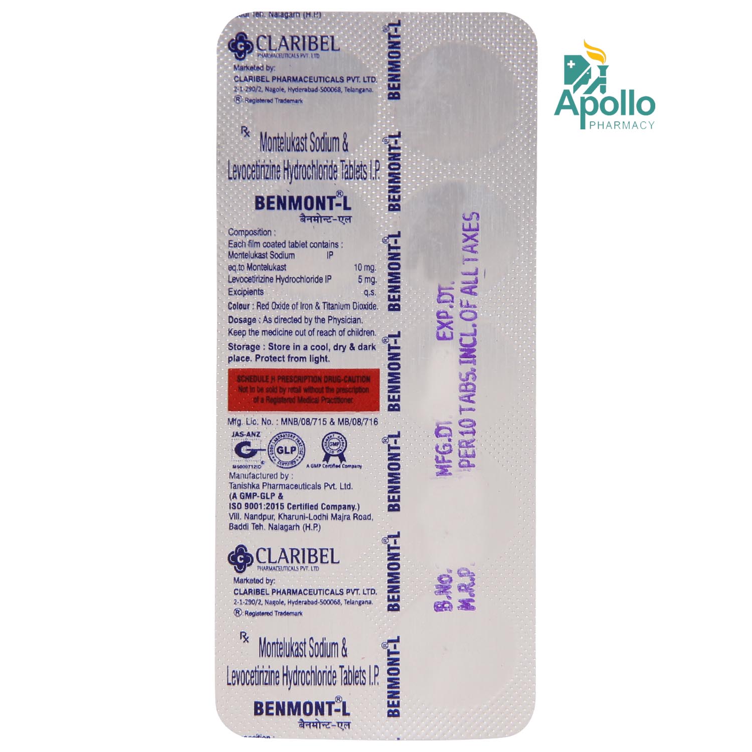 Benmont L Tablet 10's, Pack of 10 TABLETS Benmont L Tablet 10's, Pack of 10 TABLETS