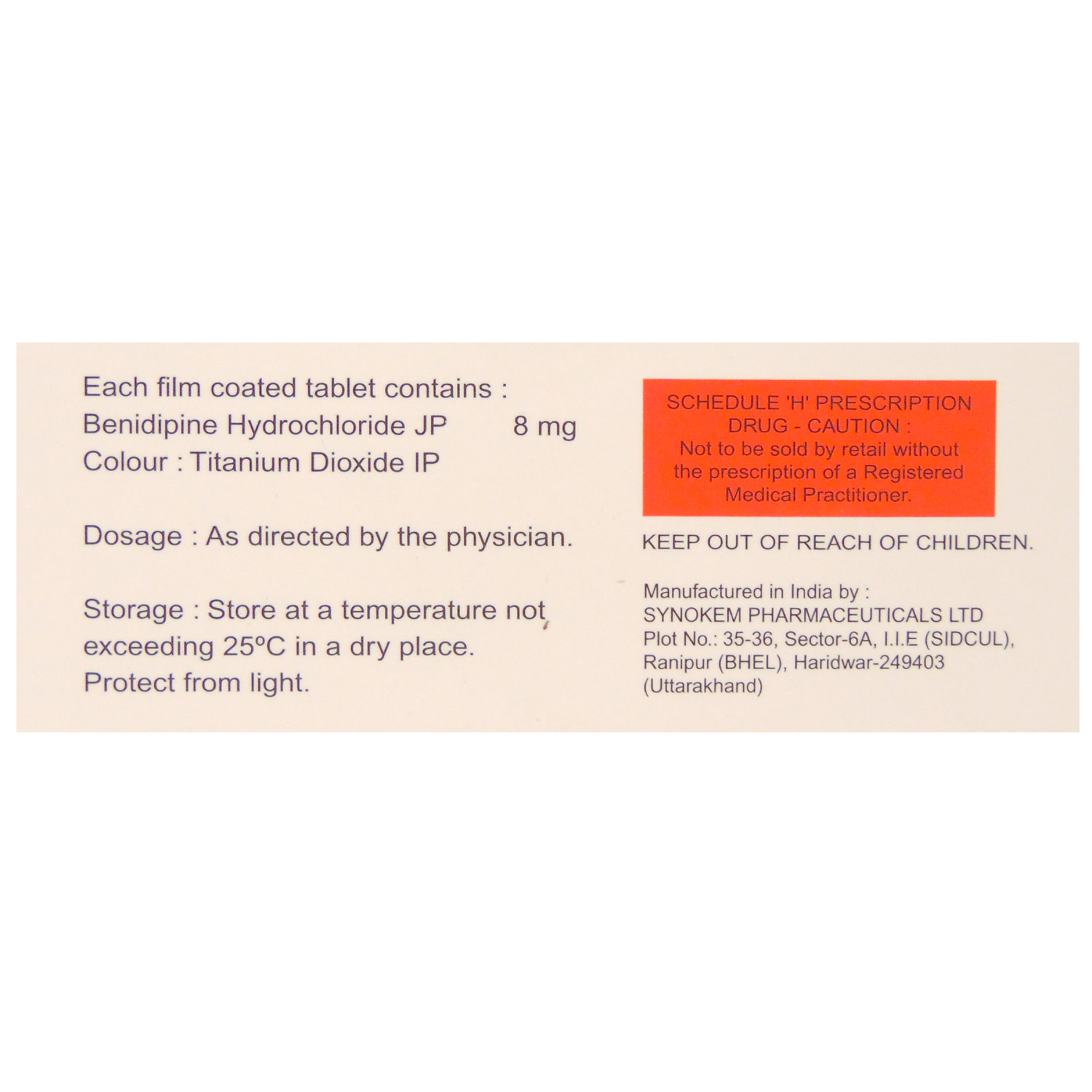 Benidin 8 Tablet 10's, Pack of 10 TABLETS Benidin 8 Tablet 10's, Pack of 10 TABLETS