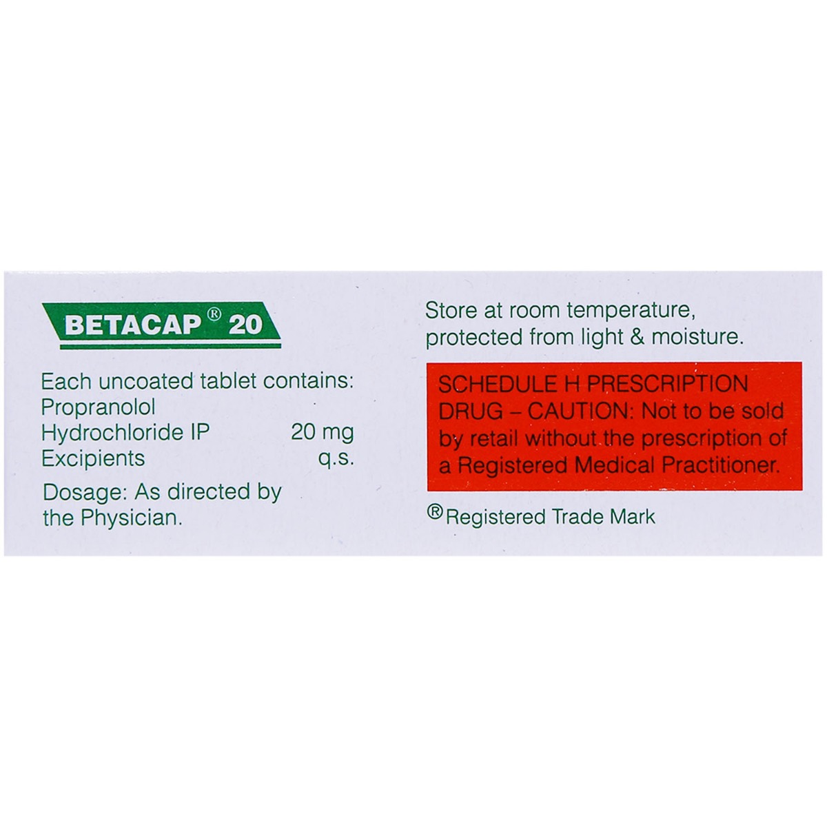 Betacap 20 Tablet 10's, Pack of 10 TABLETS Betacap 20 Tablet 10's, Pack of 10 TABLETS