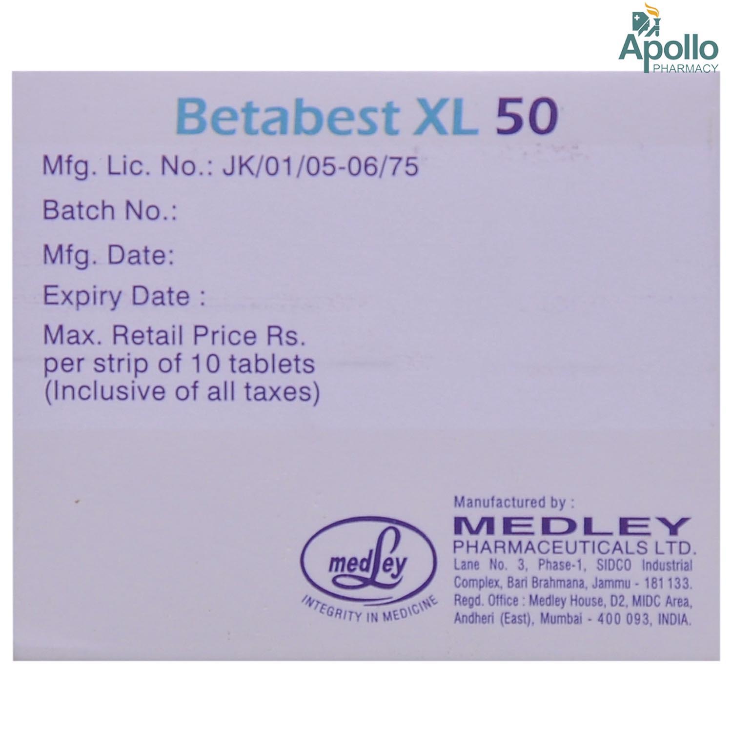 Betabest XL 50 Tablet 10's, Pack of 10 TabletS Betabest XL 50 Tablet 10's, Pack of 10 TabletS