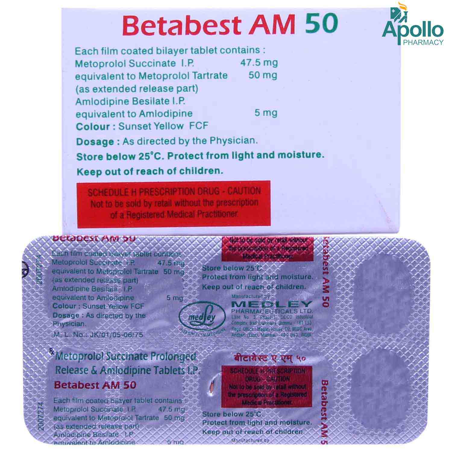 Betabest AM 50 Tablet 10's, Pack of 10 TABLETS Betabest AM 50 Tablet 10's, Pack of 10 TABLETS