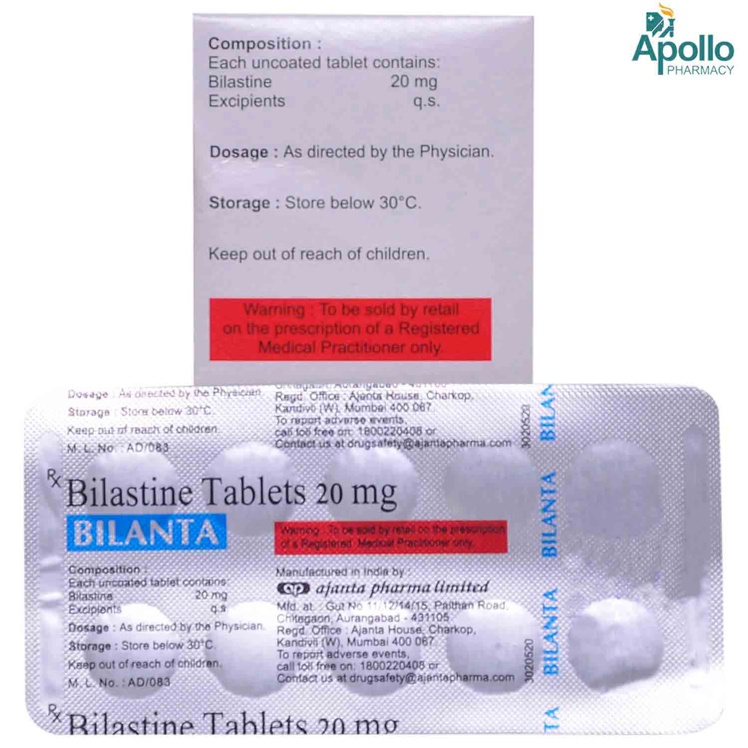 Bilanta 20 Tablet 10's, Pack of 10 TABLETS Bilanta 20 Tablet 10's, Pack of 10 TABLETS