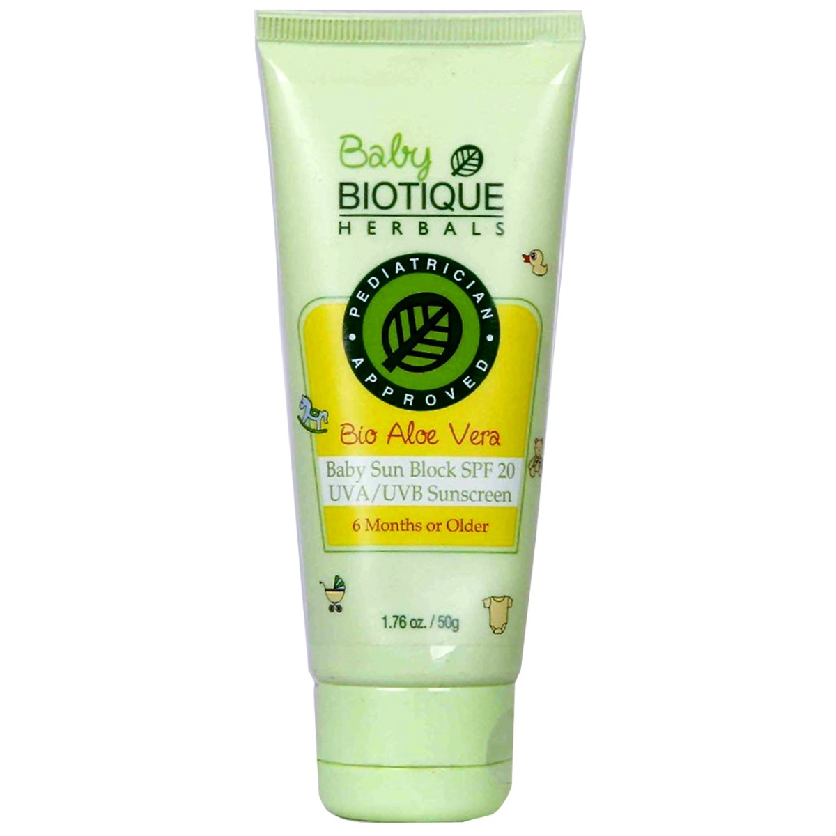 Biotique Bio Aloe Vera Baby Sun Block SPF 20 Sunscreen Cream, 50 gm, Pack of 1 Biotique Bio Aloe Vera Baby Sun Block SPF 20 Sunscreen Cream, 50 gm, Pack of 1