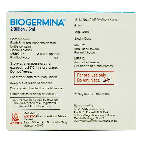 Biogermina Suspension 6 x 5 ml, Pack of 6 SUSPENSIONS Biogermina Suspension 6 x 5 ml, Pack of 6 SUSPENSIONS