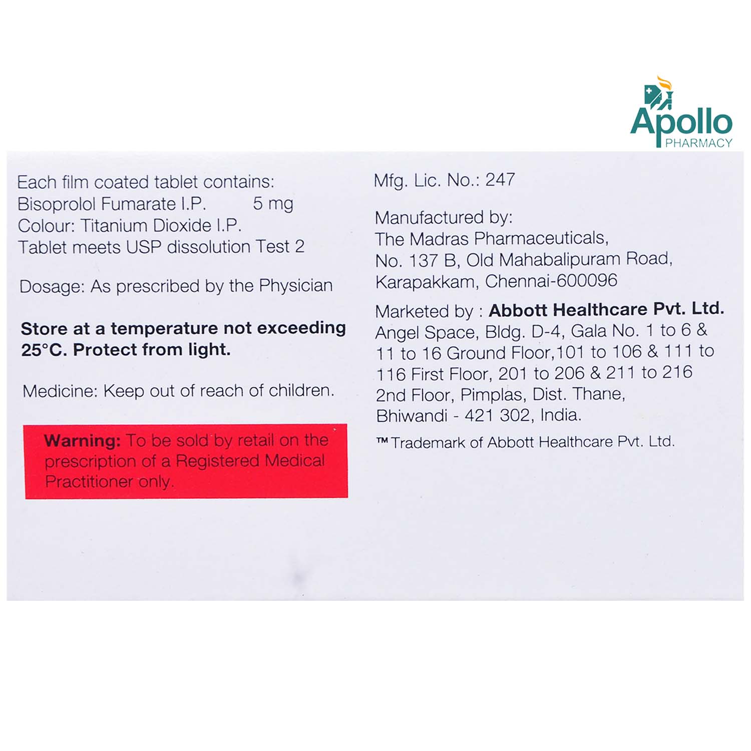 Bisosafe 5 Tablet 10's, Pack of 10 TABLETS Bisosafe 5 Tablet 10's, Pack of 10 TABLETS