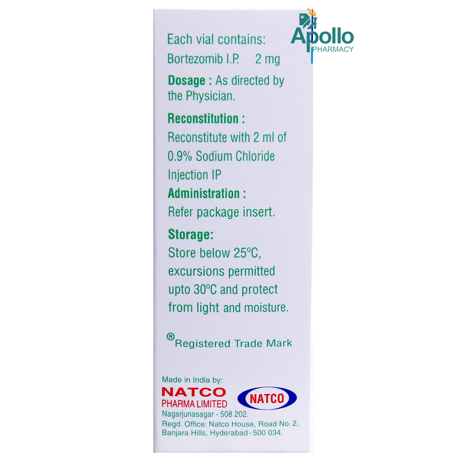 Bortenat 2 mg Injection, Pack of 1 INJECTION Bortenat 2 mg Injection, Pack of 1 INJECTION