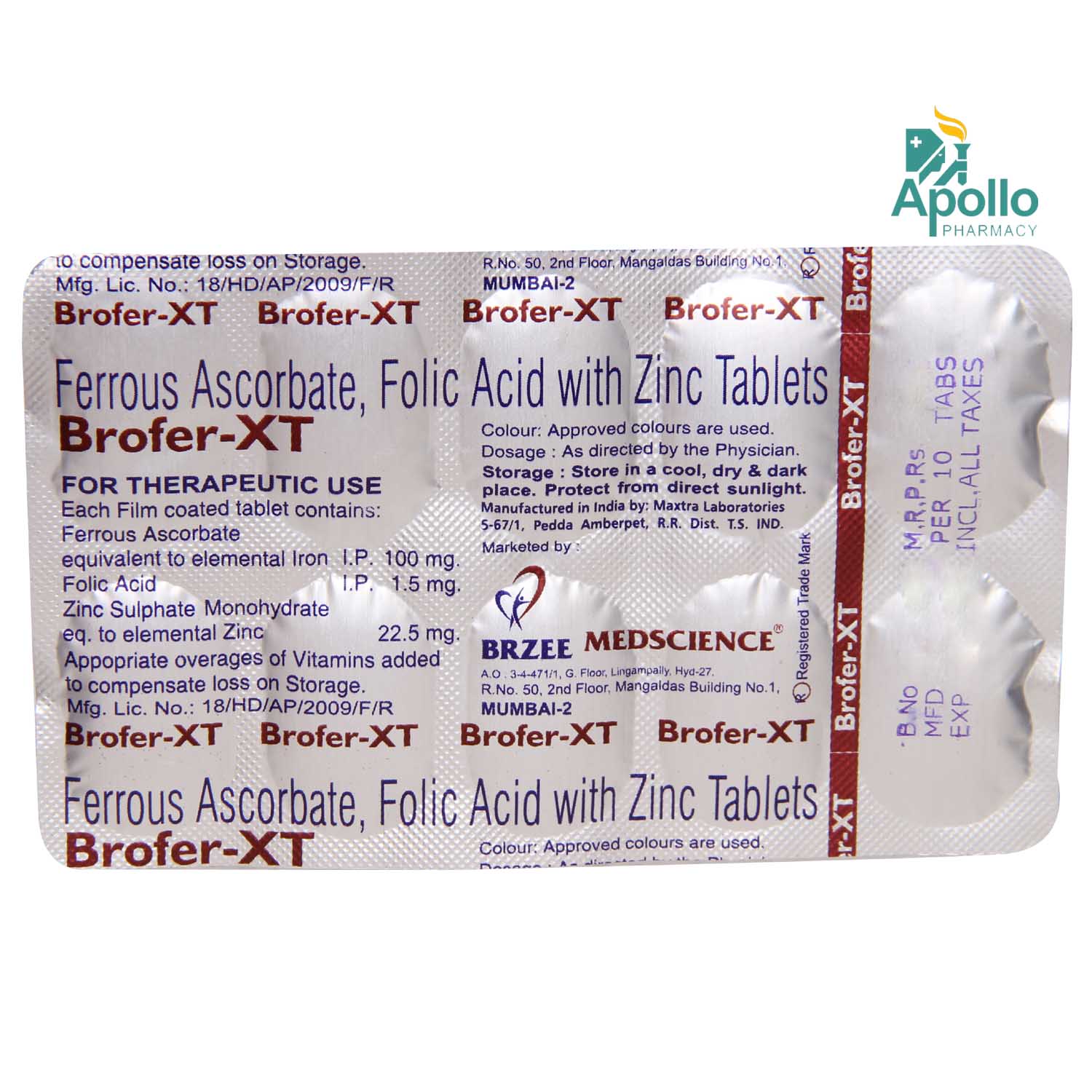 Brofer-XT Tablet 10's, Pack of 10 TabletS Brofer-XT Tablet 10's, Pack of 10 TabletS