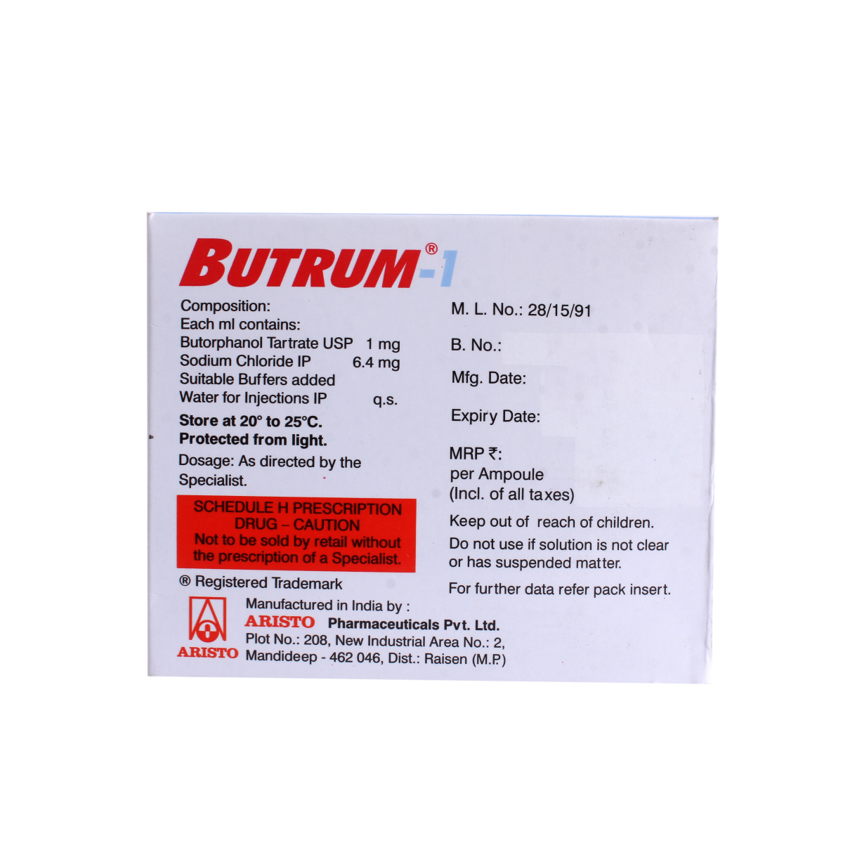 Butrum 1mg Injection 1ml, Pack of 1 Injection Butrum 1mg Injection 1ml, Pack of 1 Injection